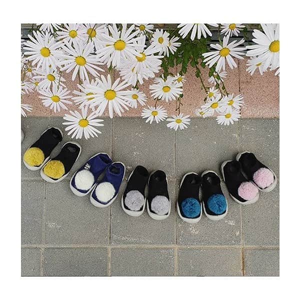 コレジアンのインスタグラム：「FANCY FEET! Spice up your wardrobe! 💥 Embrace the pom-pom trend and try our fluffy mohair pom-pom slippers! We just love them! How about you? 😍 . Did you know, that in some countries, Collégien slippers are worn outdoors! These slippers are comfortable and trendy, especially with this cute pom-pom! Have you already tried them? Which colours are your faves? ❤️ . . 🇫🇷 ULTRA FAN DE CES POMPONS ! Ajoutez du piquant à votre garde-robe! 💥 Essayez nos chaussons avec pompons, parfait à porter dans toute la maison ! Adoptez la tendance des pompons ! Mettez en valeur une simple paire de chaussons noirs avec ces jolis pompons en mohair et illuminez vos tenues ! On adore la tendance pompons, ils sont à la fois branchés, colorés et amusants… 😍 . Saviez-vous que dans certains pays, les chaussons Collégien se portent à l'extérieur! Les chaussons sont à la mode, surtout avec ces jolis pompons! Avez-vous déjà essayé nos chaussons ? Dites-nous quelle est votre couleur préférée ! ❤️ . . . Picture @verymerry_jjim 😘 . . #Тапочкиносочки #pompomslippers #fancy #slippers #обувьдлямалышей #дети #инстамама #обувьдляпервыхшагов #товарыдлядетей #дляпервыхшагов #spring #폼폼삭슈 #꼴레지앙 #우린이꺼#꼴레지앙#폼폼#collegien #spring #vintage #slippers #designerslippers #babbucce #hausschuhe」