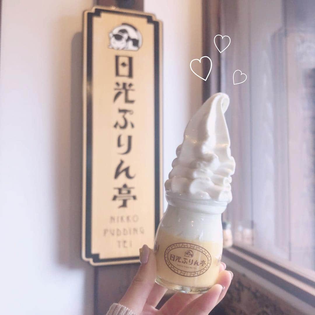 青木菜花のインスタグラム：「.﻿ .﻿ めちゃめちゃ甘党です、﻿ ﻿ 美味しかった〜🤤💗﻿ .﻿ . #栃木 #栃木旅行 #観光 #日光 #日光プリン亭 #プリン #ソフトクリーム #インスタ映え #インスタ映えスイーツ #instagood #instalike #l4l #なのかふぇ巡り」