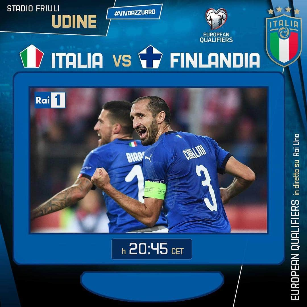 サッカーイタリア代表さんのインスタグラム写真 - (サッカーイタリア代表Instagram)「#EuropeanQualifiers 🇪🇺 🇮🇹 #Italia vs 🇫🇮 #Finlandia ⏱ Oggi, h 20.45 🏟 Stadio #Friuli - #Udine 📺 #RaiUno  #Azzurri #ItaFin #VivoAzzurro」3月23日 19時40分 - azzurri