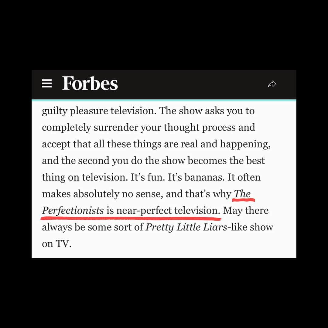 ソフィア・カーソンさんのインスタグラム写真 - (ソフィア・カーソンInstagram)「“The Perfectionists is near perfect television.” Thank you @forbes, grateful🥀」3月24日 2時29分 - sofiacarson