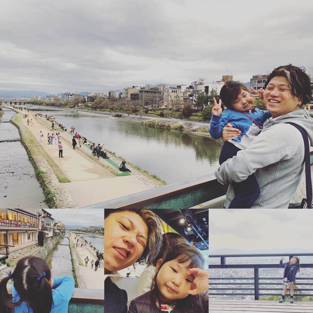 鴨志田由貴のインスタグラム：「大好きな娘が京都に遊びに来てくれた。パパのお仕事してるところみたい！と言ってたそうな。久しぶりに一緒にお布団入って、夜中お腹や腕を肌が弱くて掻きむしっていたり、あつーーい！って布団蹴飛ばしたり、喉乾いた！って夜中お水飲んだりするところ全て自分を見ているようでした。最後のお別れもいっぱいハグしてくれて、たくさんキスしてくれたのはパパはとても嬉しかったです。」
