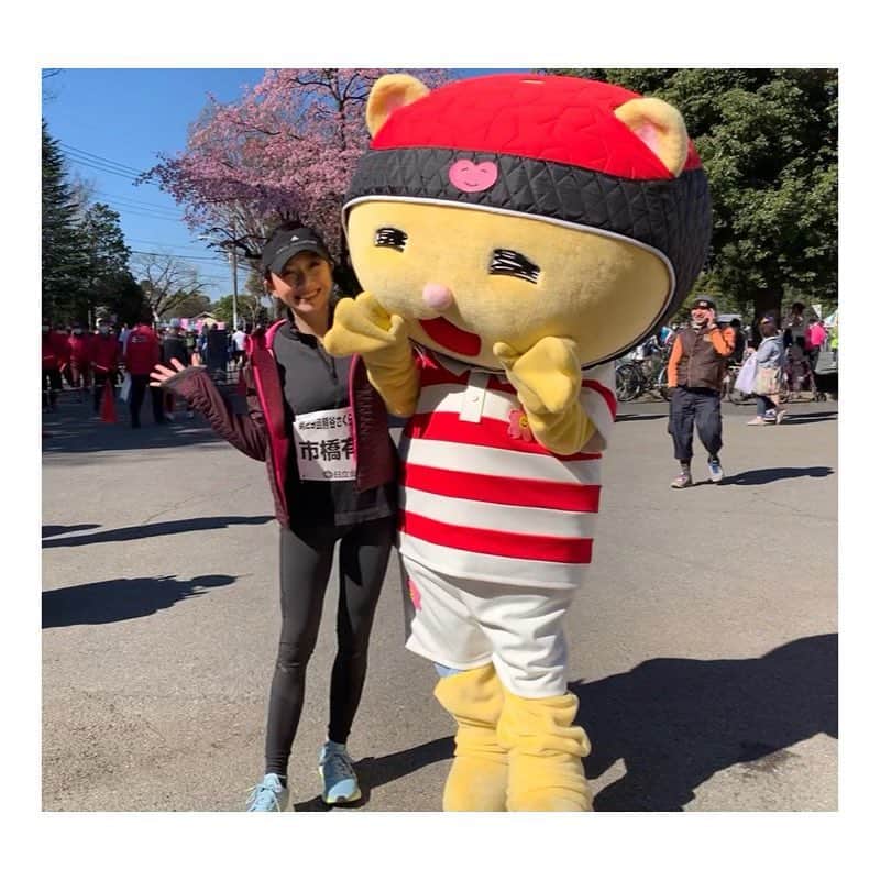 市橋有里のインスタグラム：「おはようございます🌞今日はラガーニャンと一緒にお仕事♪これから10キロ走ってきまーす！ ・ #熊谷さくらマラソン  #熊谷さくらマラソン2019 #さくら 観れるかな〜🌸 #河津桜は満開 #kumagaya #rugby  #marathon」