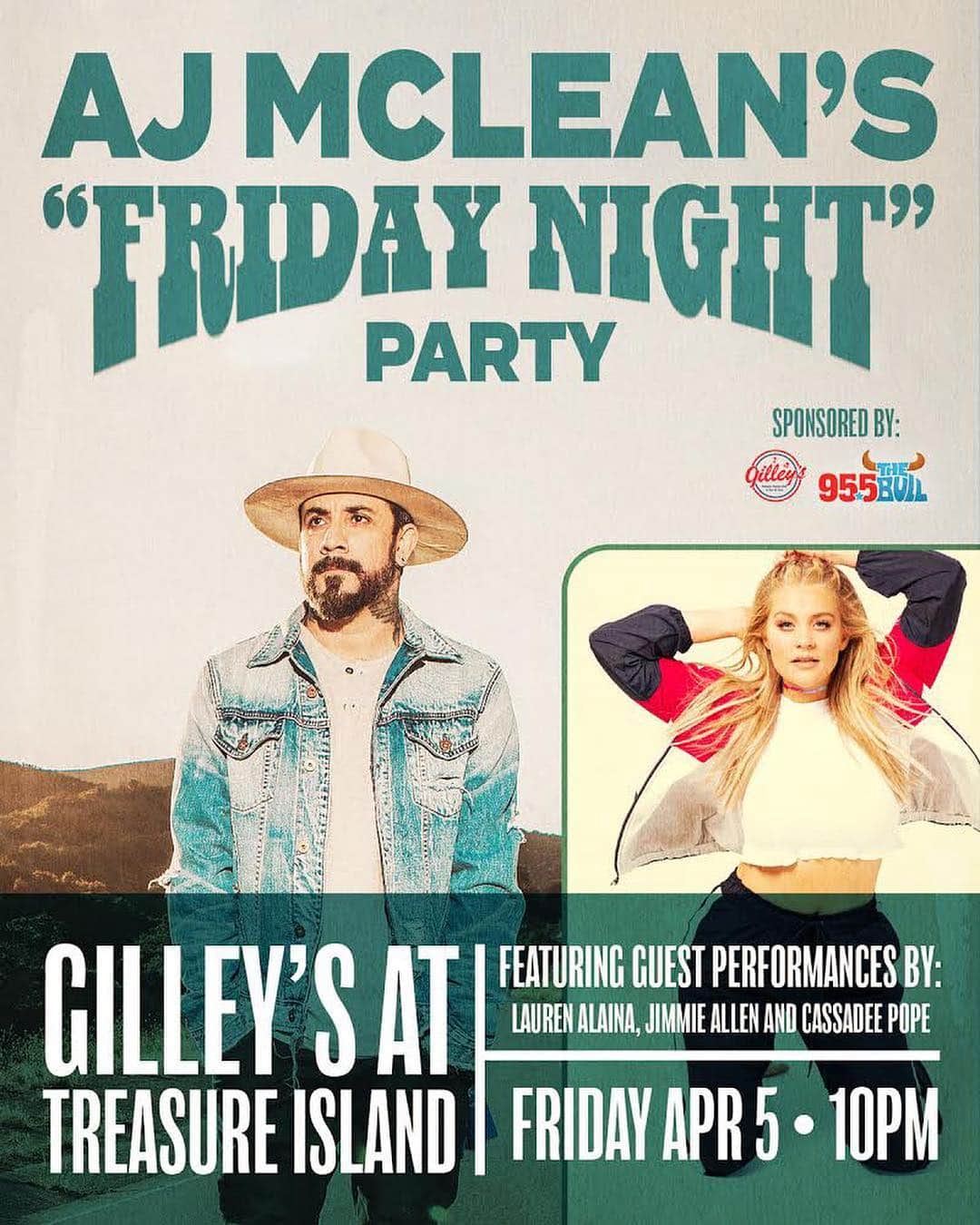 A.J.のインスタグラム：「Who’s got their tickets for my Friday Night @acmawards party with @laurenalaina, @jimmieallen, @cassadeepope? So excited to see you all there at @tigilleys. Link in stories.」