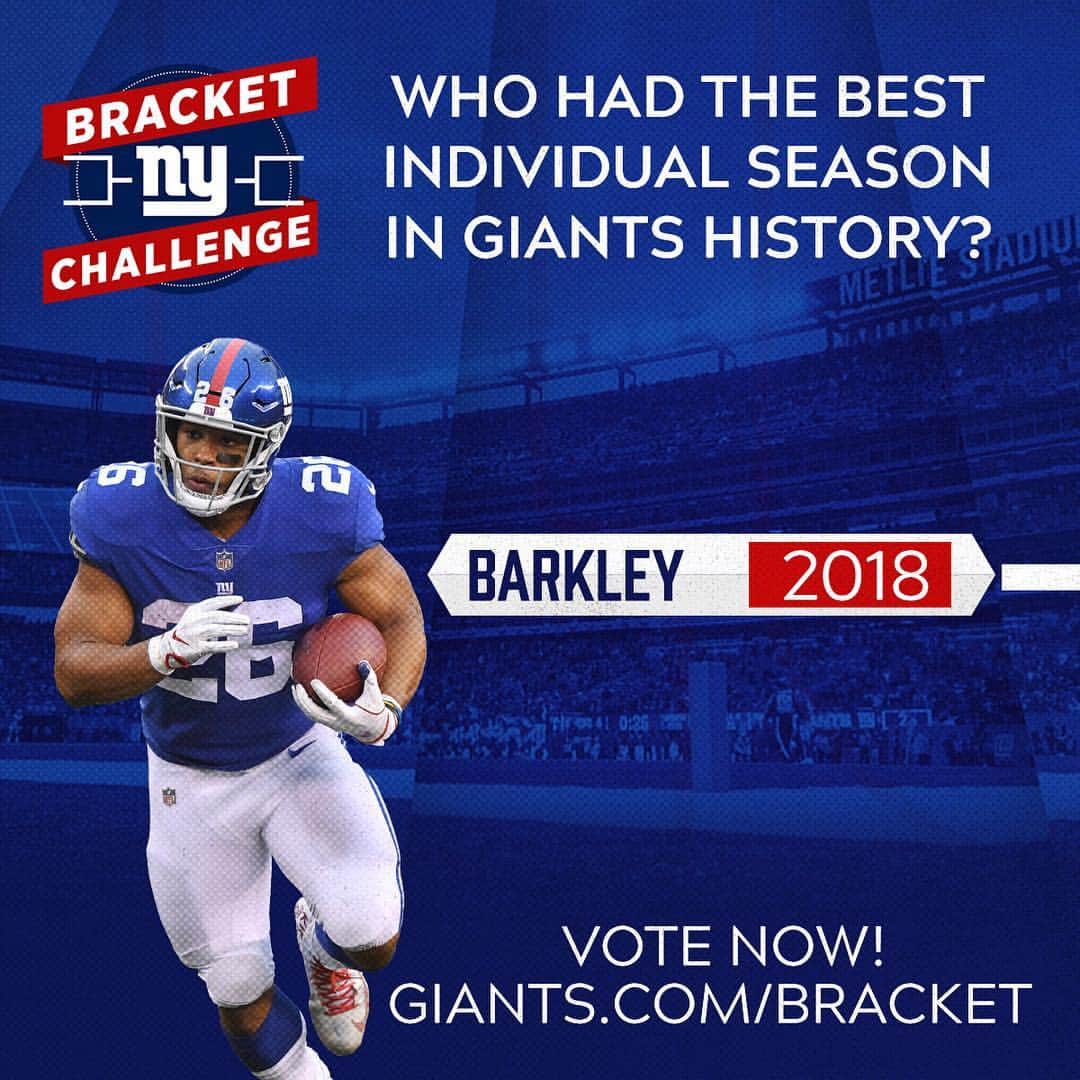 New York Giantsさんのインスタグラム写真 - (New York GiantsInstagram)「Was @saquon’s 2018 the best individual season in franchise history? 🔗 in bio to vote in the Bracket Challenge!」3月24日 5時16分 - nygiants