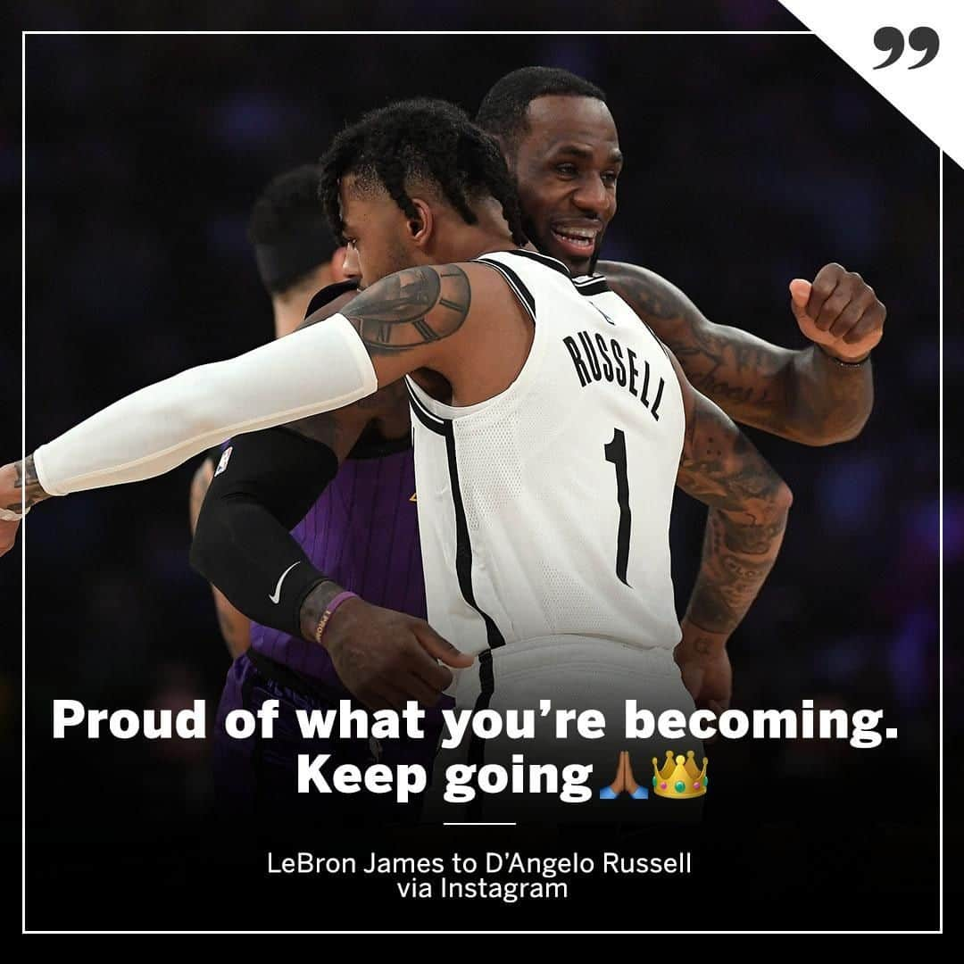 espnさんのインスタグラム写真 - (espnInstagram)「LeBron 🤝 D-Lo after the Nets knocked the Lakers out of playoff contention. (via @kingjames)」3月24日 8時27分 - espn