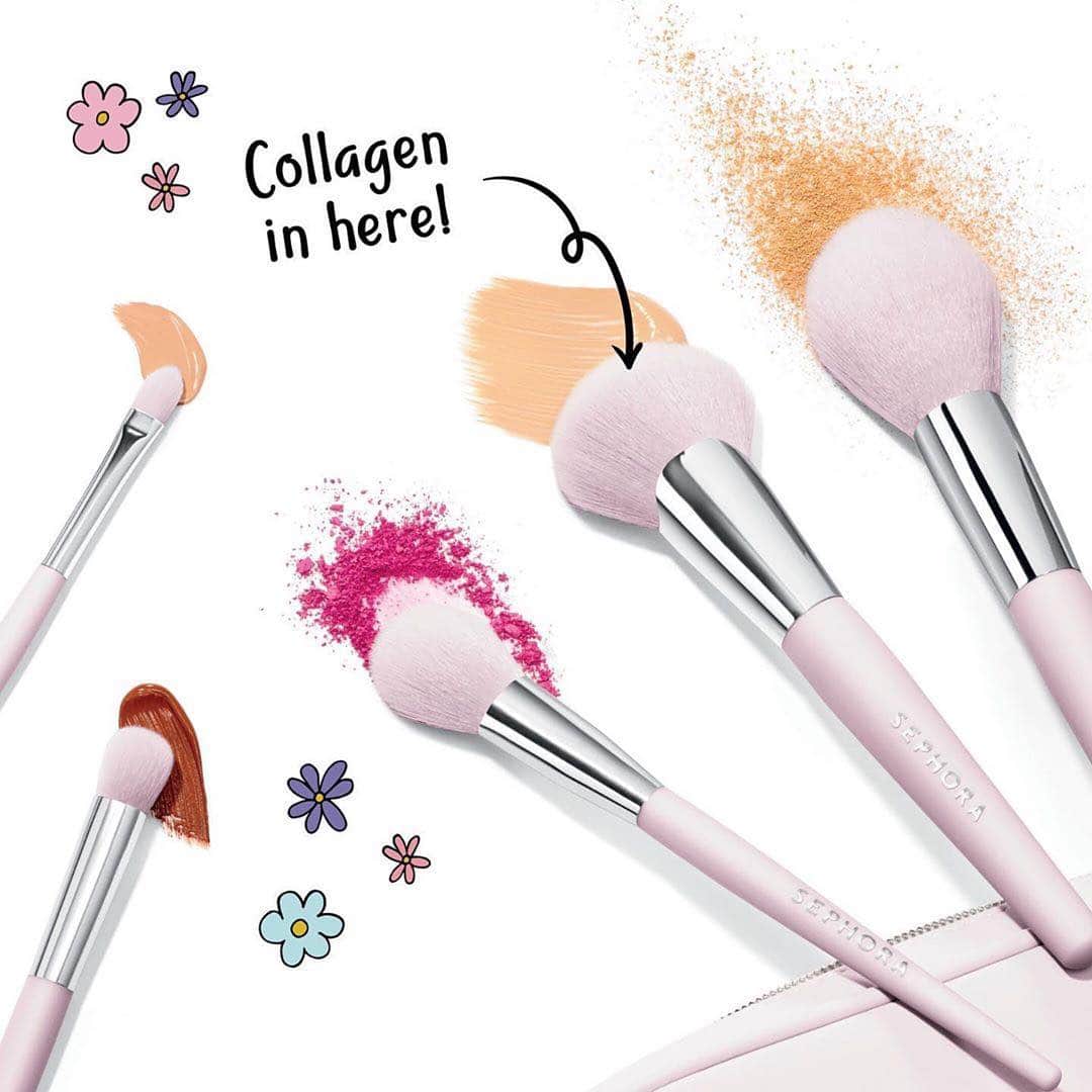 のインスタグラム：「#Regram @SC ・・・ This brush set = #wellness (Hint: There’s collagen in the bristles!) Skin Perfecting Brush Set, $54」
