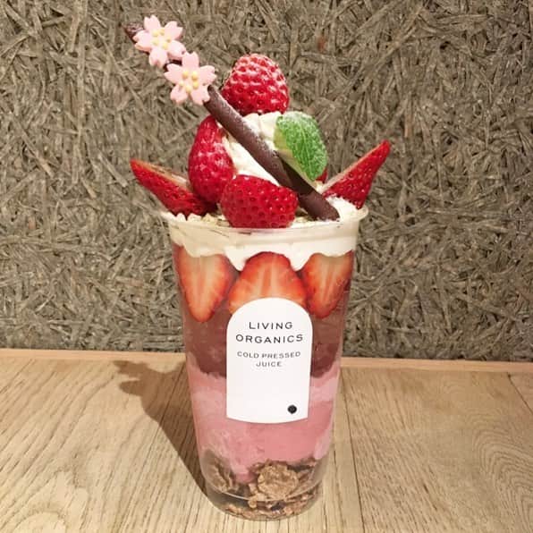 livingorganics juice&place 芦屋のインスタグラム：「. 桜いちごパルフェ 明日3/25より4/7まで。 芦屋店限定販売スタートいたします🌸 . 桜の開花に合わせた初春を感じる桜いちごパルフェには、高知県産紅ほっぺと桜味のホイップ、ジュレの中には桜の花が満開です😋🌸 向かいにある公園の桜の蕾もプックリとしてきました🙂満開日にはお花見パルフェもできちゃいますよ😋🌸 是非！桜咲く時季限定。お待ちいたしております。 ◎最寄駅/JR芦屋南口から徒歩5分・阪神芦屋から徒歩7分 #livingorganics#livingorganic#cafe#coldpressedjuice#healthyfood#coffee#soylatte#smoothie#yoga#神戸カフェ#detox#カフェ巡り」