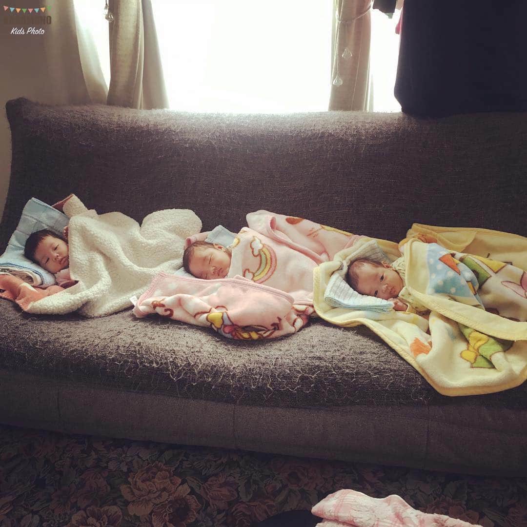 コドモノ！写真部さんのインスタグラム写真 - (コドモノ！写真部Instagram)「🕊💕 今回ご紹介するのは @triplets_miyuki さんの1枚です。 . ▽ こんな風景なかなかないよね☺️ △ . 寝てる子、寝そうな子、起きてる子。 一列でリラックス♡ . @triplets_miyuki さん「#コドモノ」のハッシュタグ付けありがとうございました。 . .  お子様のカワイイ姿、面白い瞬間、なんとも言えない表情などなど毎日募集中！@kodomono_photoをフォローの上、#コドモノ をつけて投稿してください💕 素敵な写真や動画はコドモノ！写真部がフィーチャーさせていただきます。 . 🍼画像や動画は投稿者様に許諾を得てコドモノ！写真部に掲載しています。ご本人以外の無断転載はお控えください。 . . ▼▽▼投稿毎日募集中▼▽▼ . #振り返りpic #三つ子 #triplets #赤ちゃん #女の子ベビー #男の子ベビー #babyboy #babygirl #育児 #子育て #親バカ部 #赤ちゃんのいる生活 #かわいい #寝顔 #お昼寝」3月24日 21時08分 - kodomono_photo