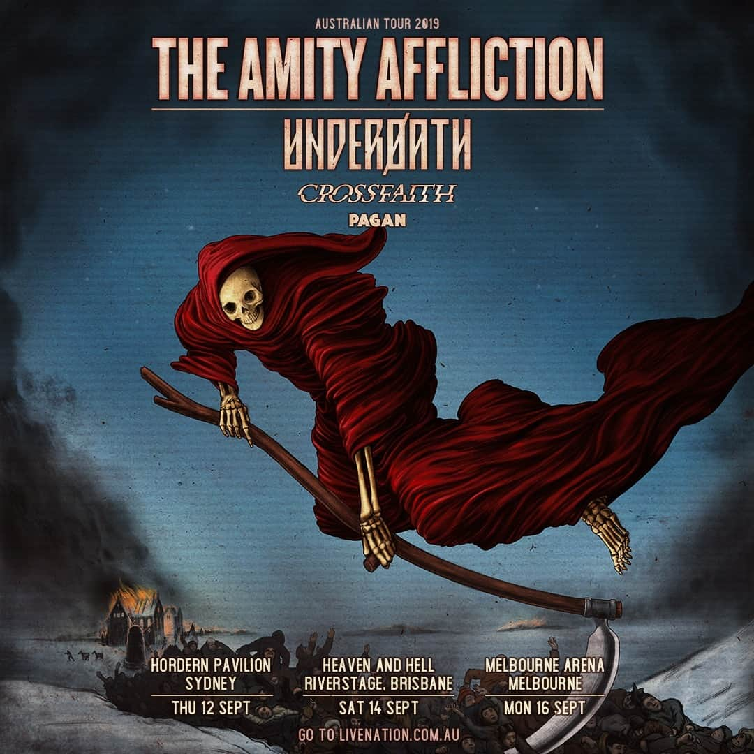 The Amity Afflictionさんのインスタグラム写真 - (The Amity AfflictionInstagram)「Australia! Thanks for your patience.  We are beyond excited for this tour! Tickets on sale Friday at 12pm local time from https://lvna.co/AmityAfflictionAU @underoathband @crossfaithjapan @pagancult」3月25日 4時53分 - theamityaffliction