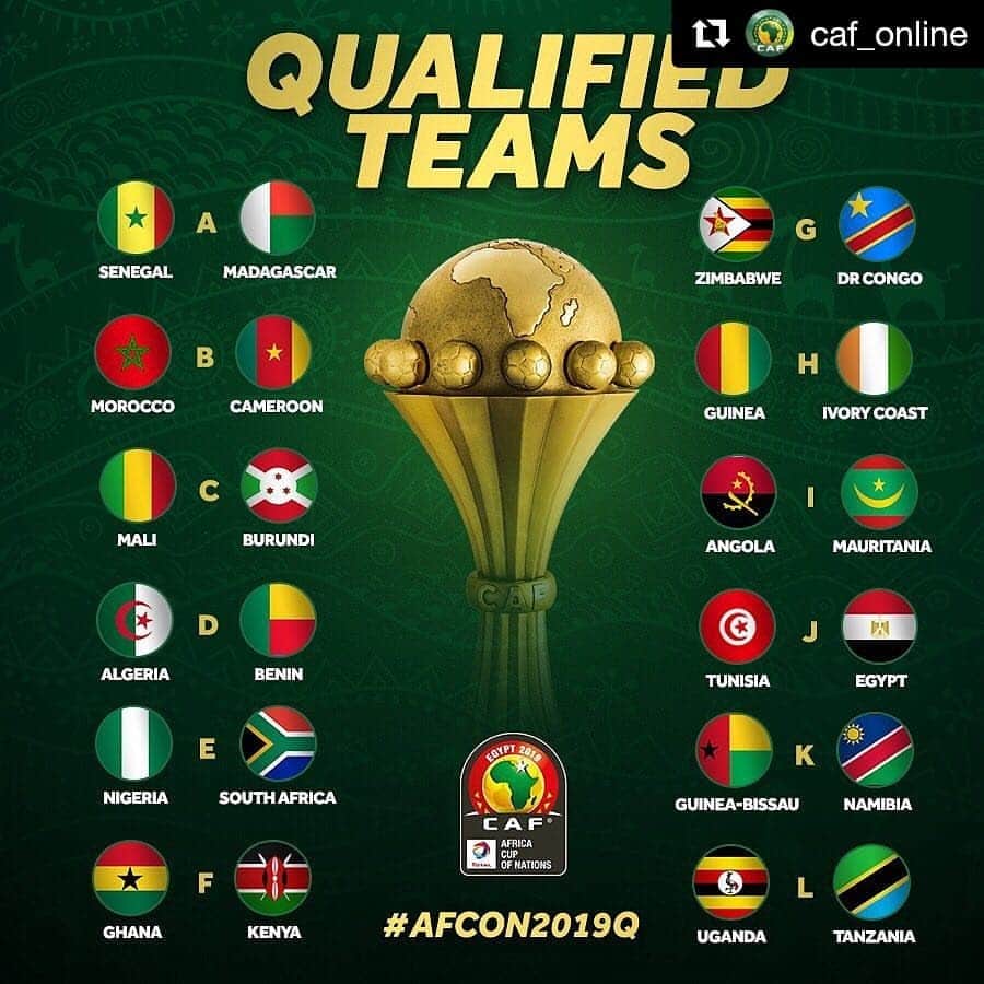 FIFAワールドカップさんのインスタグラム写真 - (FIFAワールドカップInstagram)「#SouthAfrica 🇿🇦 became the final team to qualify. The draw, will be held in #Cairo next month. Who is your favourite to win the 👑🏆of #africa?  #Repost @caf_online  The 24 participants in the 2019 Africa Cup of Nations are finally revealed. #TotalAFCON2019」3月25日 5時19分 - fifaworldcup