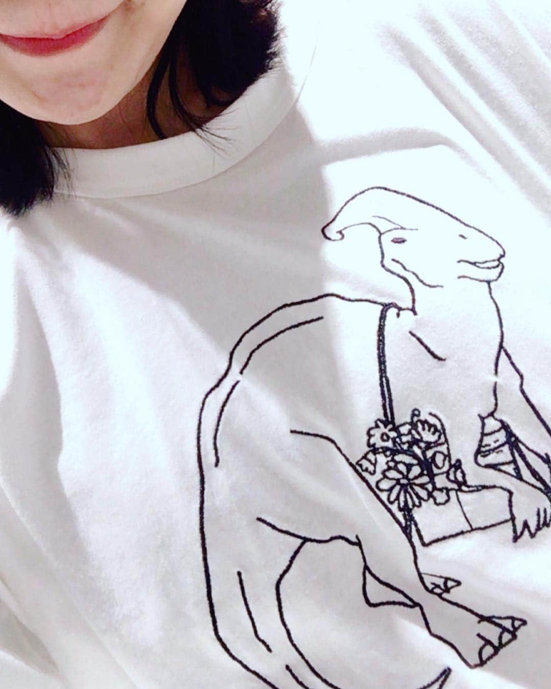 のインスタグラム：「新しくゲットした恐竜服💕 春らしいパラサウロロフスです💐  #dinosaurs」
