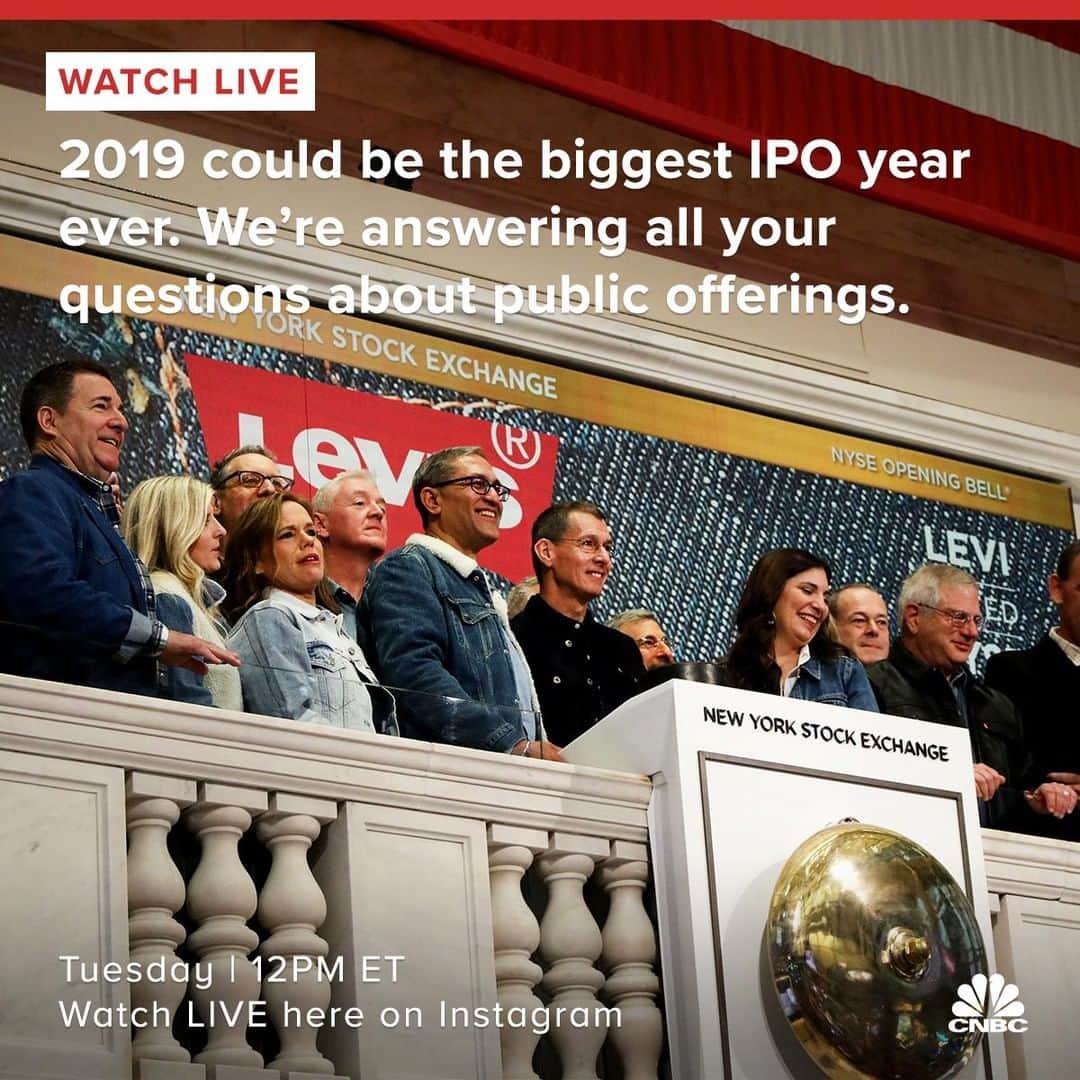 CNBCさんのインスタグラム写真 - (CNBCInstagram)「Have a question about IPOs? Leave it in the comments below. ⁣ ⁣ Levi's, Uber, Pinterest, Lyft: All are part of the 2019 "year of the IPO." We'll be live from the floor of the New York Stock Exchange with Stocks Editor Bob Pisani to answer all your questions about private companies going public. Tune in here on Instagram Tuesday at 12 p.m. ET.⁣ *⁣ *⁣ *⁣ **⁣ *⁣ #markets #ipo #ipos #finance #financial #economics #economy #lyft #levis #uber #pinterest #unicorn #tech #techunicorn #business #company #companies #businesses #entrepreneur #nyse #stocks」3月24日 23時11分 - cnbc