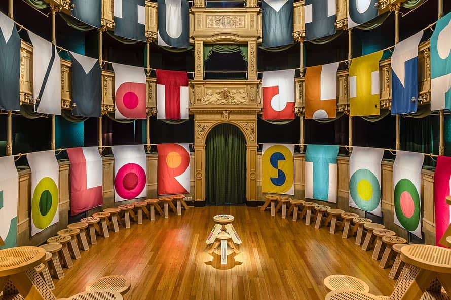 のインスタグラム：「Reflecting the playful attitude intrinsic to Miu Miu, the #MiuMiuMMatchingColorStool makes its debut on the stage of the Teatro Gerolamo; a Milanese cultural landmark known as the ‘Piccola Scala’. Are you in Milan for #MDW? Stop by Teatro Gerolamo or our Via Sant’Andrea boutique to experience this special project created in collaboration with @mmparisdotcom!  #FuoriSalone2019」