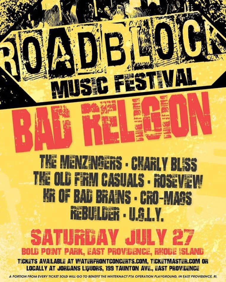 Bad Religionさんのインスタグラム写真 - (Bad ReligionInstagram)「We’re playing Roadblock Music Festival in July! Ticket pre-sale starts tomorrow at 10am with code: INFECTED on ticketmaster.com. GA tickets on sale this Friday at 10am.」4月8日 23時18分 - badreligionband