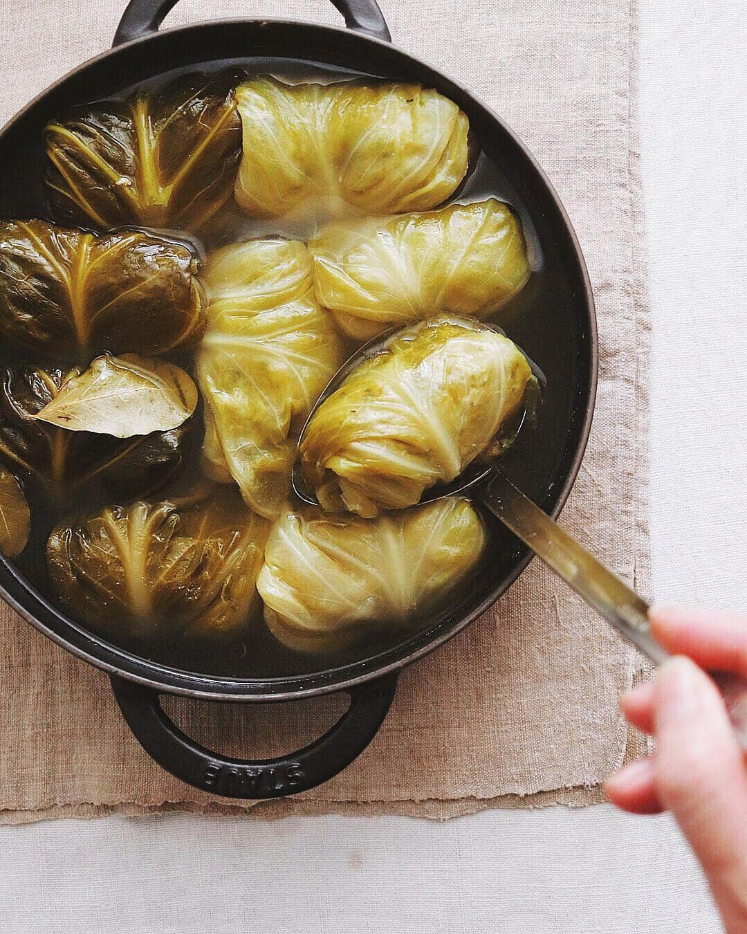 樋口正樹さんのインスタグラム写真 - (樋口正樹Instagram)「Cabbage Roll . 夕飯用にロールキャベツ。 柔らかい春のキャベツは 外の緑の濃い葉も使って。 でも美味しいのは白い方。 餡には鶏ミンチと玉ねぎ。 すっきりめのコンソメで コトコトと煮込んでます。 . . #ロールキャベツ #じっくりコトコト #春キャベツ #cabbageroll #stuffedcabbage」4月8日 17時13分 - higuccini