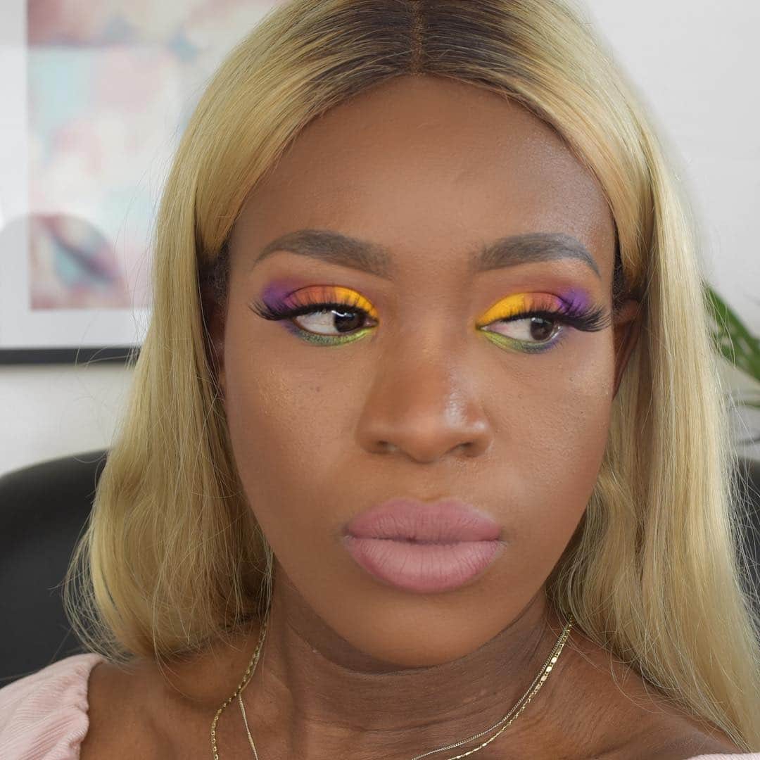 Makeup Addiction Cosmeticsさんのインスタグラム写真 - (Makeup Addiction CosmeticsInstagram)「Colour explosion inspired by @vanessa_gyimah that I did live today and saved but it’s not appearing for some reason! Aghhh! 😩 Anywho Deets on the look are: ✨@makeupaddictioncosmetics new palette I am working on... and Sinful eyes palette ✨@narsissist natural longwear foundation in marquise ✨ @makeupaddictioncosmetics Silk lashes in Extreme glam coming soon @lauramercier translucent powder in medium deep and translucent ✨@bobbibrown bronzer in deep 4 ✨ @makeupaddictioncosmetics Holy glow vol 1 ✨ @makeupaddictioncosmetics liquid lipstick in Half naked and Bare faced #makeupaddictioncosmetics #slave2beauty #trendmood1 #makeupaddiction #brian_champagne  #shimycatsmua #newpaletteintheworks #newmakeup」4月8日 22時30分 - makeupaddictioncosmetics