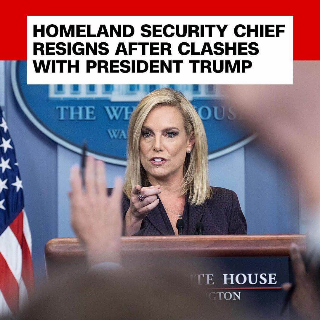 CNNさんのインスタグラム写真 - (CNNInstagram)「Kirstjen Nielsen abruptly left her post as secretary of the Department of Homeland Security on Sunday after 16 months in the role. According to multiple administration officials, Nielsen had few allies left in the West Wing and was viewed among hardliners a not tough enough on the Mexico border policy. Nielsen did not resign willingly, a person close to her told CNN, but was under pressure to do so. (📸: Nicholas Kamm/AFP/Getty Images)」4月8日 22時53分 - cnn