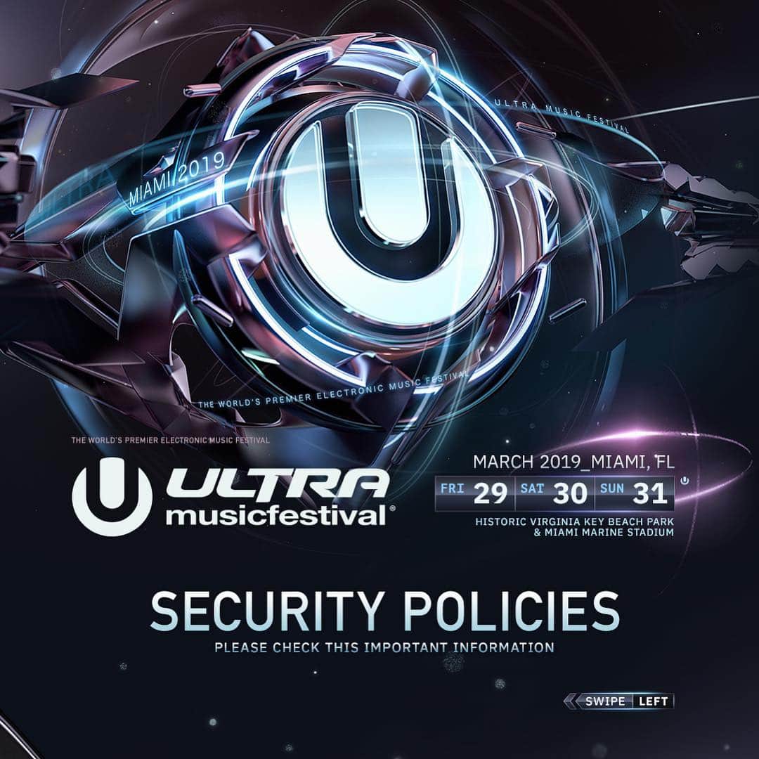 Ultra Music Festivalさんのインスタグラム写真 - (Ultra Music FestivalInstagram)「IMPORTANT SECURITY AND ENTRANCE POLICIES:  Before you head to #Ultra2019 this weekend, be sure to review this important security information including our Clear Bag Policy, list of Prohibited Items and Forms of ID.」3月25日 6時36分 - ultra