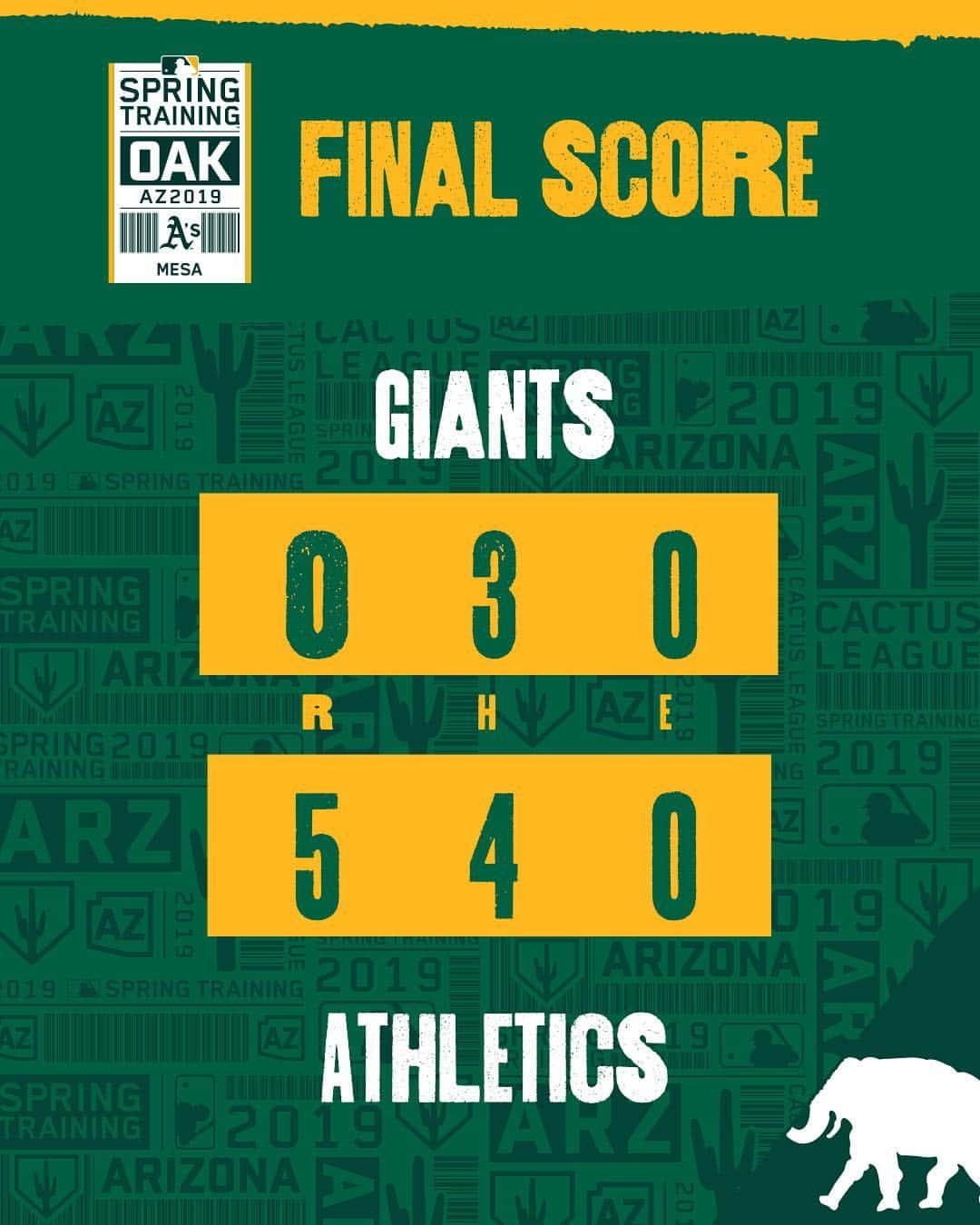 オークランド・アスレチックスさんのインスタグラム写真 - (オークランド・アスレチックスInstagram)「Giants couldn’t handle the Beast Bay. #HellaSpring」3月25日 7時21分 - athletics