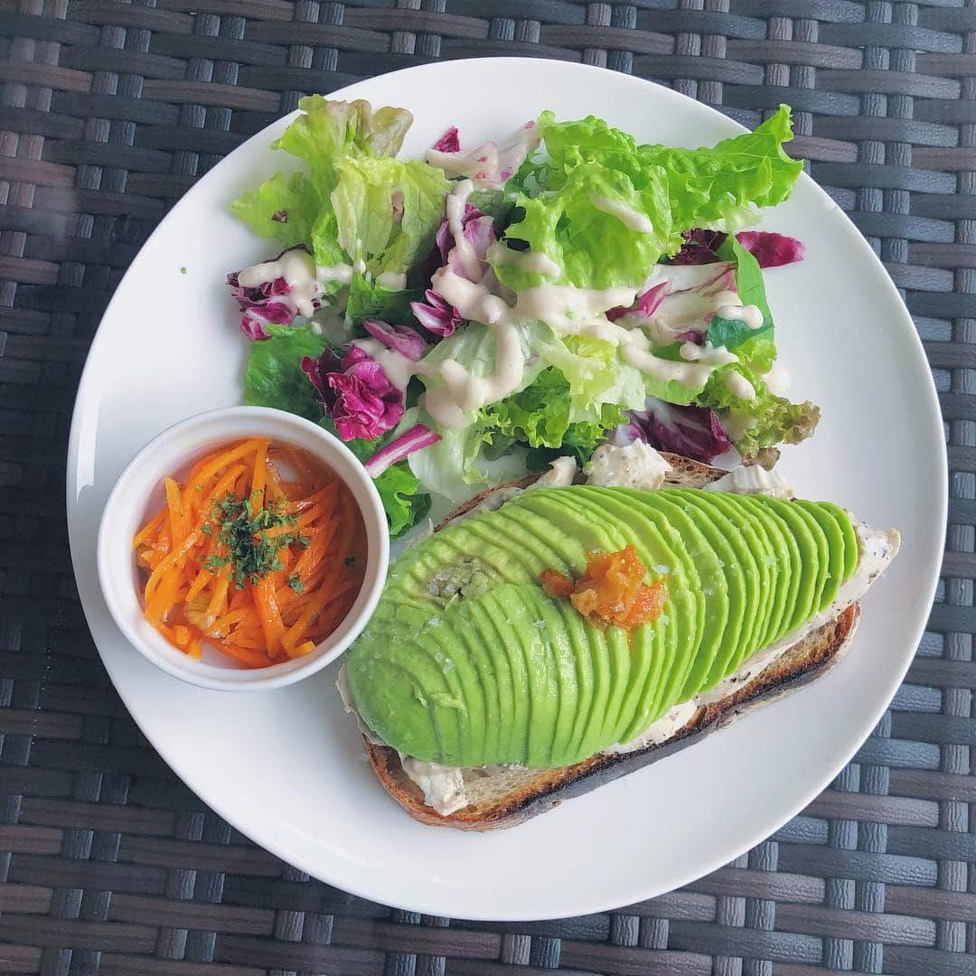 平野友里（ゆり丸）さんのインスタグラム写真 - (平野友里（ゆり丸）Instagram)「🥑アボカド好きにはたまらん🤤💓 ☕️ #cafelepommier 🚃明治神宮前駅から徒歩５分 『アボカドと低音スチームチキン』 👛1500円  これでもかってくらいアボカドを 楽しめてこれは女子は好きだわ〜 って感じ🤤💚 パンがいい感じに固めで沢山噛むので これだけでも結構満腹になりました✨ ・ ・ ・ ・  #表参道 #表参道カフェ #カフェルポミエ #アボカド #アボカドトースト #アボカド料理 #アボカド好き #インスタ映え #フォトジェニック #テラス席 #パン #パン好き #チキン #カフェ巡り #カフェ #カフェ好き #カフェスタグラム #カフェ部 #カフェ巡り東京 #東京カフェ #カフェごはん #カフェめぐり #カフェ活 #カフェ女子 #ゆり丸カフェ巡り」3月25日 23時27分 - yurimaruchan___