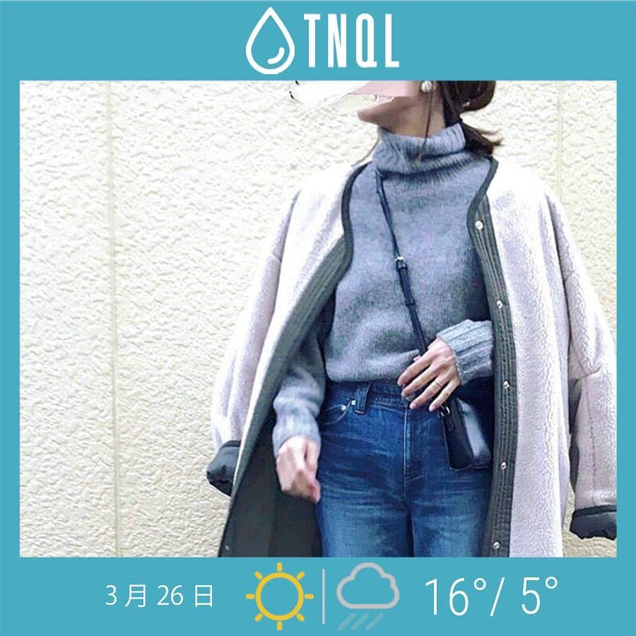 TNQL-テンキュール-さんのインスタグラム写真 - (TNQL-テンキュール-Instagram)「だんだん暖かくなってきて、桜の開花が待ち遠しい季節ですが、明日は、場所によっては天気が崩れるところもあるそう。 . 北陸や北海道の日本海側では、雪が降ることもあるかも😣 天気をしっかり確認して、暖かい服装で出かけてくださいね👍 . Photo by @instaro__  お天気の変化が激しいこの季節に、ファッション×お天気サービス『TNQL(テンキュール)』を活用してみてくださいね☀️👗✨ プロフィールのリンクから飛べます✈️ @tnql_official  #TNQL#テンキュール#今日の服#coordinate#コーディネート#春#ファッション#illustrator#コーデ#ファッションイラスト#おしゃれコーデ#お洒落さんと繋がりたい#花粉症#花見 #ニット #グレーニット #コート #ムートンコート」3月25日 16時31分 - tnql_official