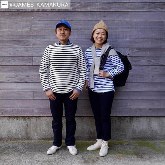 のインスタグラム：「. JAMES & CO. さんのこちらのコーディネートも素敵です!  @james_kamakura #Regram #Repost via @PackeDApp #PackeDApp 【L POCKET PANTS FAIR開催中】 165cm  サイズ4着用(左) 161cm  サイズ1着用(右)  L POCKET PANTS NVY ¥15,000+tax PUJOL SHIRTS DG-BLU ¥14,000+tax GFGS BOAT NECK ¥12,000+tax  3/31(日)までの期間中、店頭・JAMES & CO.公式通販サイSTORESにてL POCKET PANTSご購入のお客様には、STUDIO ORIBE 20周年記念で作成したオリジナルエコバッグ、ドリップバッグコーヒーをプレゼントいたします。 是非この機会にお試しください。 #jamesandco #kamakura #studiooribe #lpocketpants #20周年#fair #basic #standard #gfgs #orderborder #shoeslikepottery #ボーダー #着画 #コーデ #デートコーデ #おそろい #大人カジュアル #大人コーデ #大人シンプル #シンプルコーデ #シンプルスタイル #セレクトショップ  #おでかけ #春服」