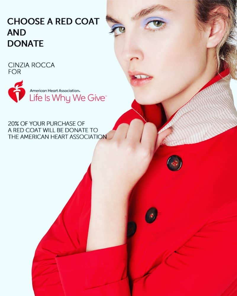 シンツィアロッカさんのインスタグラム写真 - (シンツィアロッカInstagram)「Your purchase of a red spring coat will support @ahanewyorkcity for #goredforwomen ! #shop on www.cinziarocca.com ❤️ #foragoodcause #lifeiswhywegive #charity #women #red #heart #takecare #together」3月25日 18時52分 - cinziarocca