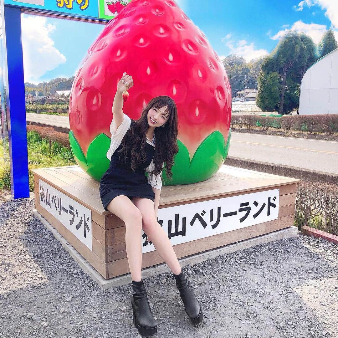 あやちゃんさんのインスタグラム写真 - (あやちゃんInstagram)「今年初イチゴ狩り🍓🌈💗 入口におっきいイチゴがあって可愛かった✨ #狭山ベリーランド #イチゴ狩り #いちご狩り #いちご狩り🍓 #いちごビュッフェ #いちご #ドライブ #春休み #あきひめ #今日のコーデ #サロペット #カジュアルコーデ #韓国ファッション #埼玉観光 #川越 #川越食べ歩き #ファッション」3月25日 22時30分 - aya.you.love.r