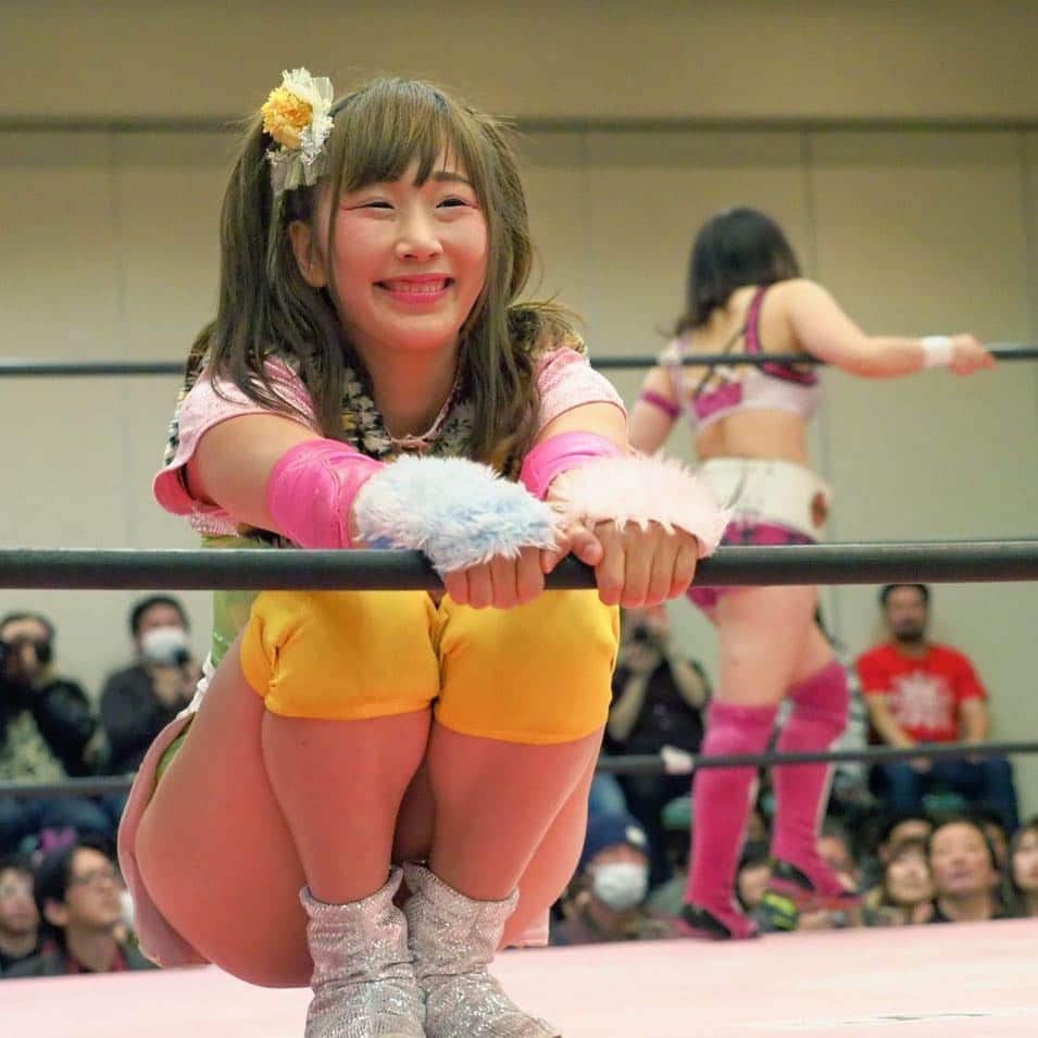のインスタグラム：「嬉しそう。 #tjpw #うなぎひまわり #prowrestler  #試合 #リング」