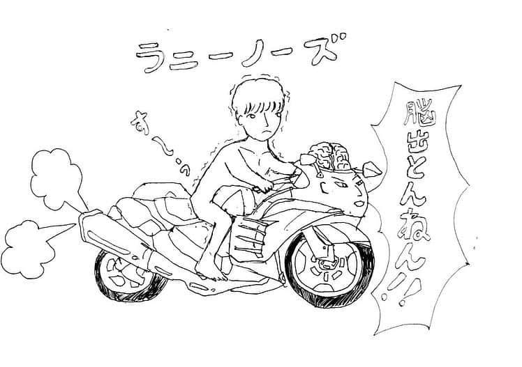 爆ノ介さんのインスタグラム写真 - (爆ノ介Instagram)「Mr.コントメンバーのラニーノーズ洲崎を描いたので、Mr.コントメンバーコンプリートです。 裸スカしっ屁洲崎と脳飛び出しカウルのバイク山田です。」3月26日 4時08分 - bakunosuke