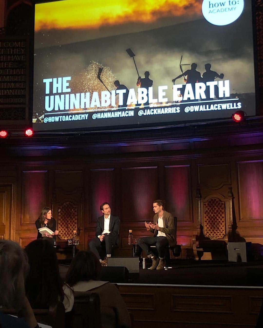 Jackson Harriesさんのインスタグラム写真 - (Jackson HarriesInstagram)「Tonight I was honoured to join David Wallace-Wells to discuss what we can all do as individuals to take action on climate change. David delivered a sobering and powerful talk about the realities of climate change and the many ways it is going to effect all of our lives in the future. His new book, The Uninhabitable Earth, is a difficult and anxiety inducing read but I implore every young person to consume it.  Life on earth as we know it, is going to change in every way imaginable and to add insult to injury, the onus appears to be on our generation to take action.  David highlighted tonight that the severity of the crisis in the future, will be dictated entirely by the action we take today. Scientists around the world are sounding the alarm bells, we have all the tools we need to create change, all that is missing is the political will. We must hold those in power responsible and we must fight for our right to inherit a liveable planet. There is hope and it lies in each of us. Greta Thunberg has proven what our generation is capable of. We simply can’t afford to sit around whilst our future is squandered. We need to do take action together.」3月26日 7時51分 - jackharries