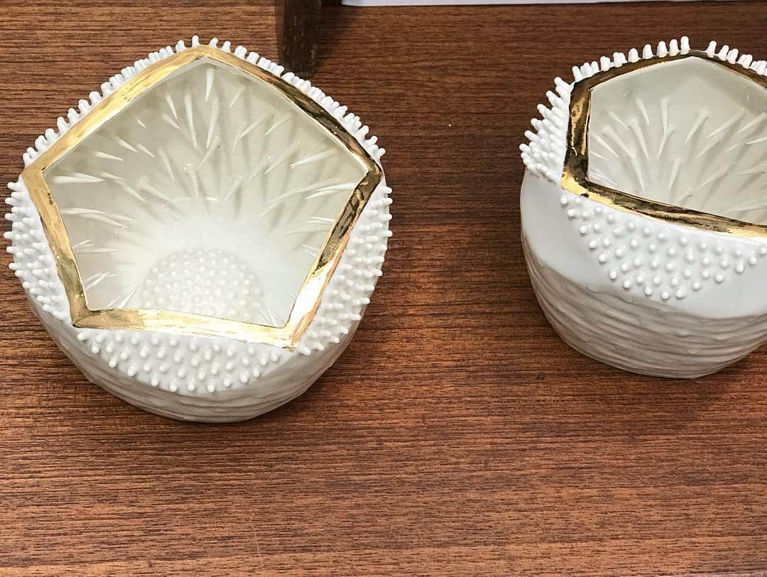 Rie fuさんのインスタグラム写真 - (Rie fuInstagram)「Ceramic bowls by @ikukoikik 私がまだ大学生の頃からずっと一貫したドットスタイルのいくこちゃんの作品。植物と並べると有機的にも見える🦖#ceramics #bowl #plants #greenery #home #kitchen #ikukoiwamoto」3月26日 18時45分 - riefuofficial