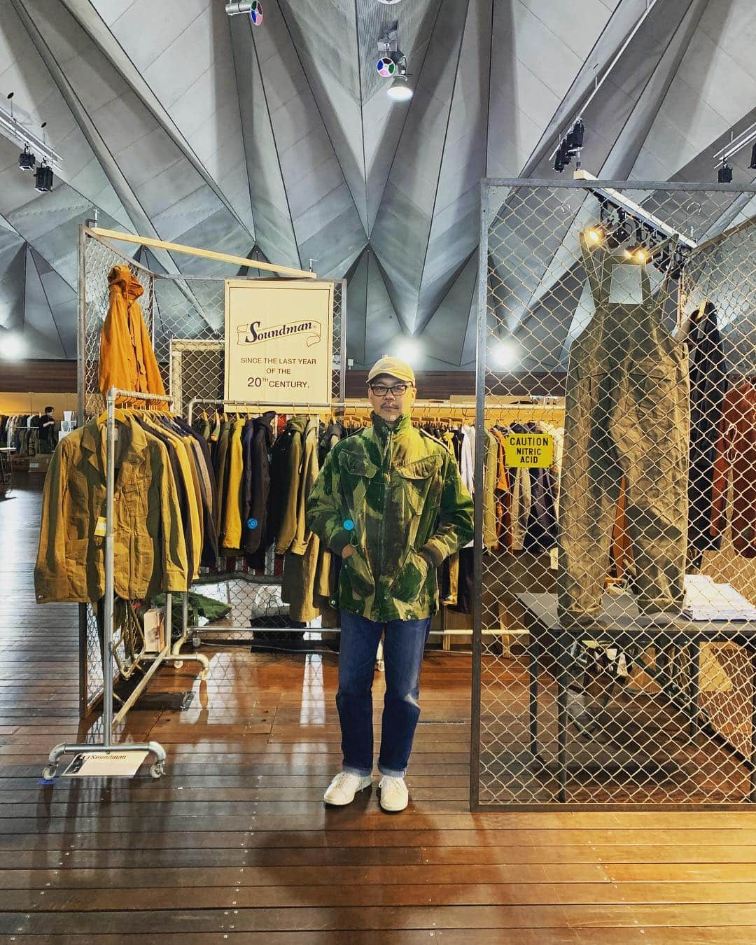 のインスタグラム：「CC SHOW 設営完了！ #ccshow  #soundman #madeinjapan  #2019aw #heritagestyle  #yokohama #osanbashi」