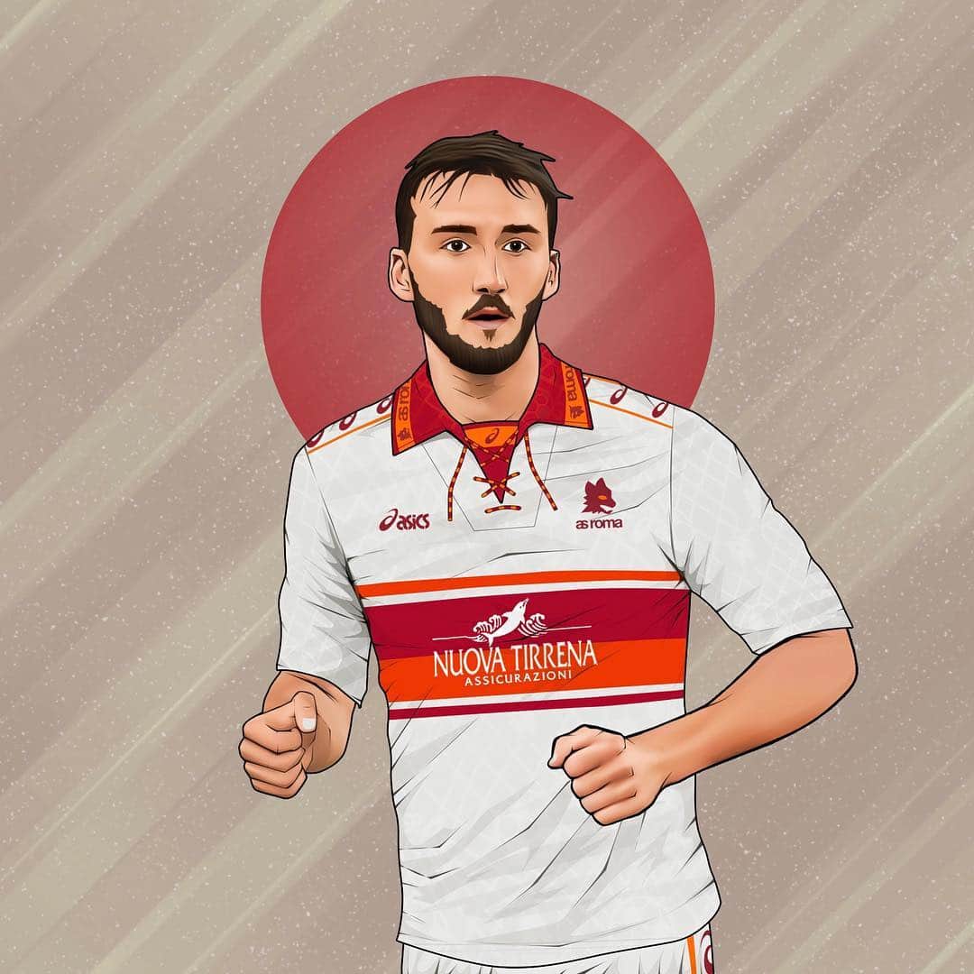 ASローマさんのインスタグラム写真 - (ASローマInstagram)「🤩 Which current player x classic #ASRoma kit design is your favourite❓Comment below!⁣ ⁣ 🎨 #RomaArt by @vinnotsaurus」3月27日 3時57分 - officialasroma