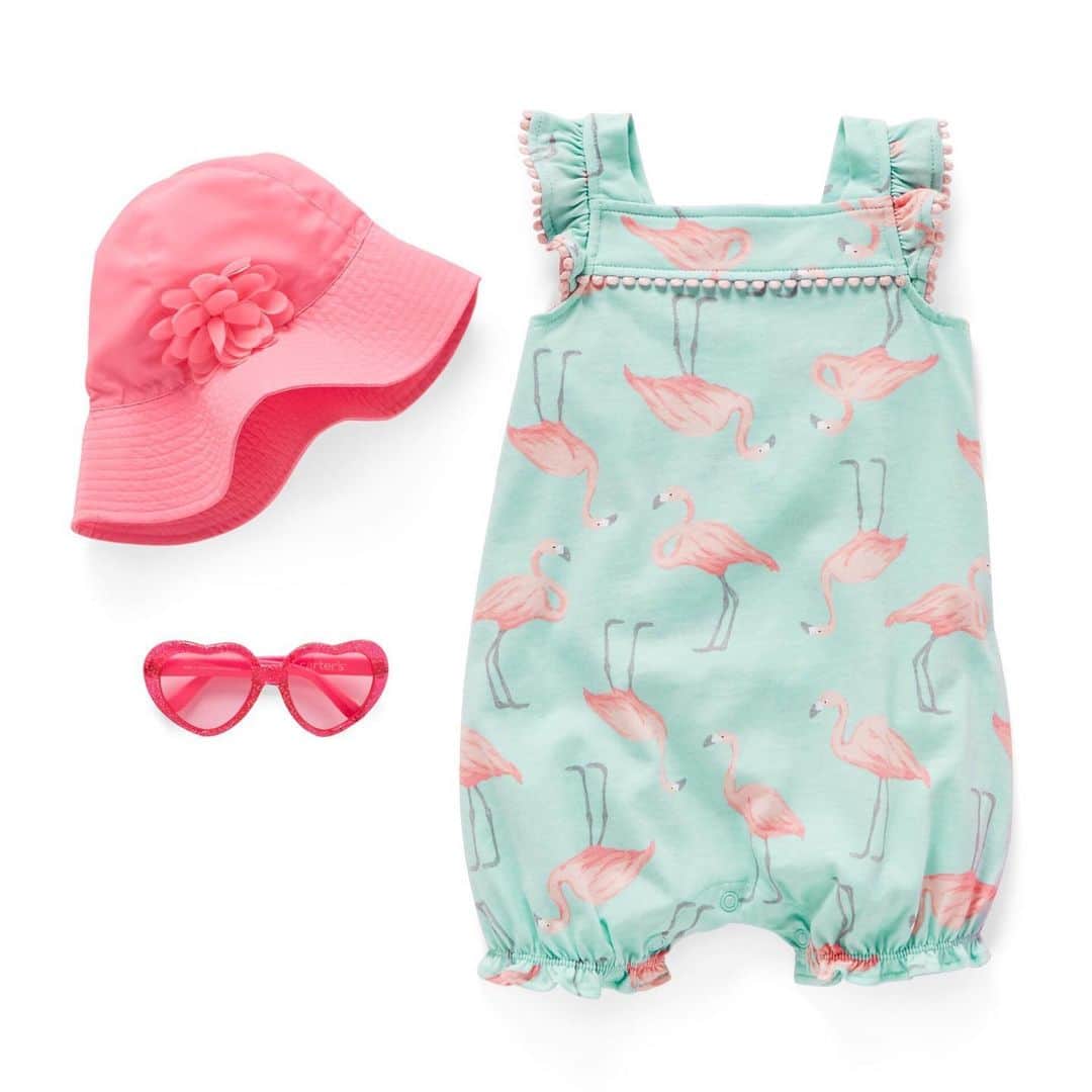 のインスタグラム：「The flamingos-flamingle romper. Shop the #linkinbio #tropically #cute #wildly #practical」