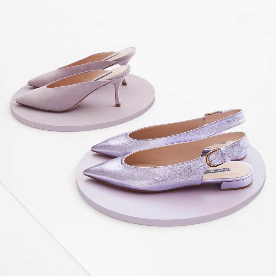 のインスタグラム：「Here and only here: These chic purple shades are #StuartWeitzman exclusives. Available in SW boutiques and online. #LULAH #ADELA #SWPalette」