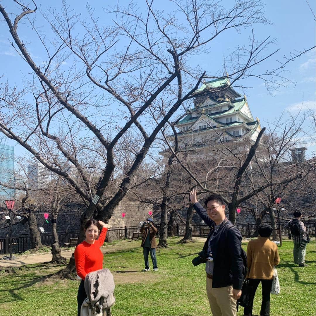 薄田ジュリアさんのインスタグラム写真 - (薄田ジュリアInstagram)「☑︎ 大阪もそろそろ 桜の開花発表があるかな〜と、  標本木のある大阪城公園へ♩  片平気象予報士は毎年 プライベートで見に来るほどの桜好き( ^ω^ )♡ . 結局咲いているのは４輪のみで 開花発表にはなりませんでしたが…  片平さんの桜への深い愛と 豊富な知識をたくさん伺って、  より桜に興味を持ちました。  さぁ明日には☆  #さくら #開花発表ならず #大阪城公園 #気象予報士」3月26日 21時30分 - julia_usuda
