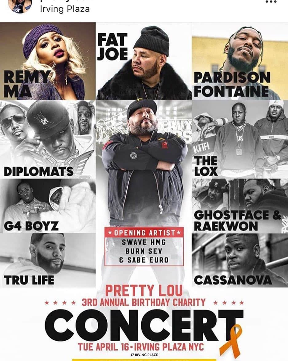 ファット・ジョーさんのインスタグラム写真 - (ファット・ジョーInstagram)「Get your tickets now for The Pretty Lou Bday Cancer Charity Concert Hip Hop will be there, April 16」3月26日 22時24分 - fatjoe