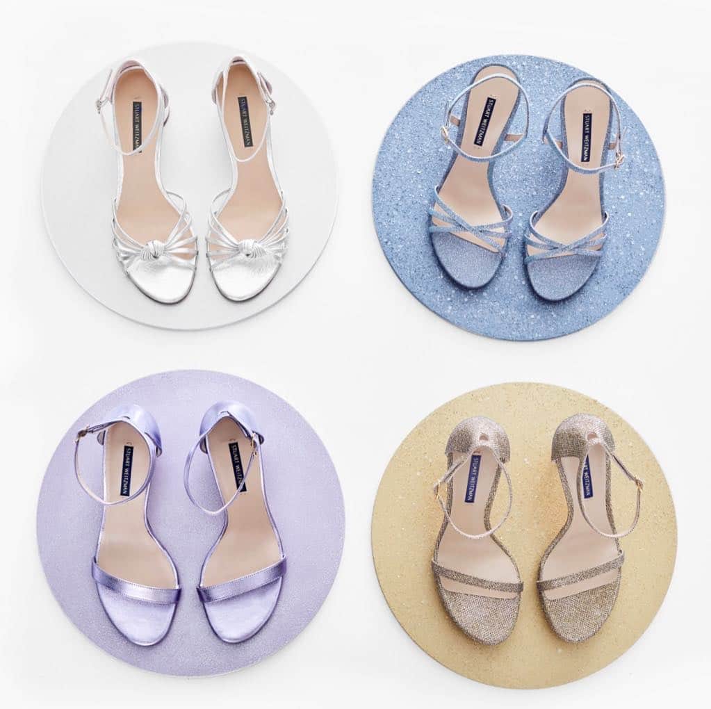 のインスタグラム：「It’s a look: Match your statement shoes to your stand-out eyeshadow. #SUTTON #STARLA #NEARLYNUDE #NUDISTDISCO #StuartWeitzman #SWPalette」