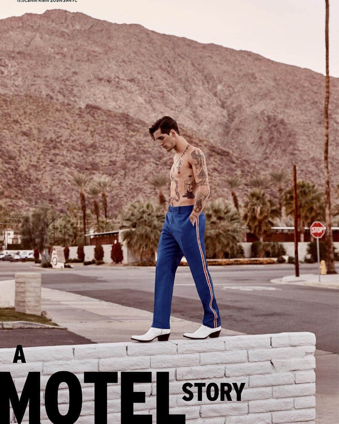 Calvin Kleinさんのインスタグラム写真 - (Calvin KleinInstagram)「Take a walk on the wild side with @austinaugie 🏜 in our #205W39NYC side-stripe wool twill pants, paired with the Temo 4 Spazzolato leather boots for Elle China 📸: @christopherferguson, styled by @leeholden ⠀⠀⠀⠀⠀⠀⠀⠀ How do you style yours? Share with us ➡️ #CALVINKLEIN」3月27日 10時06分 - calvinklein