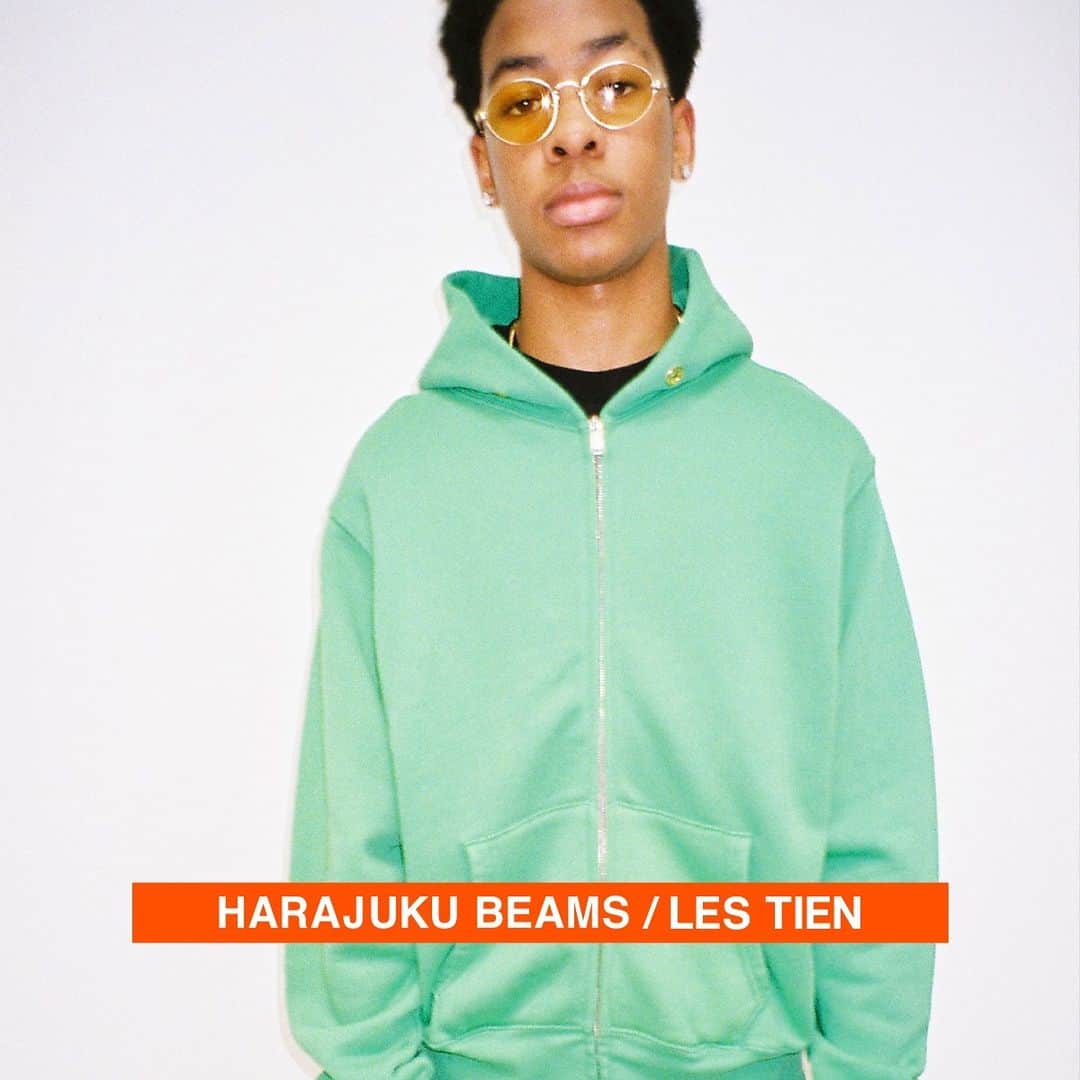 のインスタグラム：「HARAJUKU BEAMS New Contents UP  LES TIEN  今シーズンから展開する新ブランドLES TIEN。カリフォルニアを感じさせるカラーリングのスウェットをメインに、ロサンゼルスにある自社工場で全て生産。 独特なフィット感、色、加工が大きな特徴で、細部にまでこだわりの詰まったアイテムを提案します。  Photographer：@mirimatsufuji  #HARAJUKU_BEAMS #beams #ビームス #原宿」