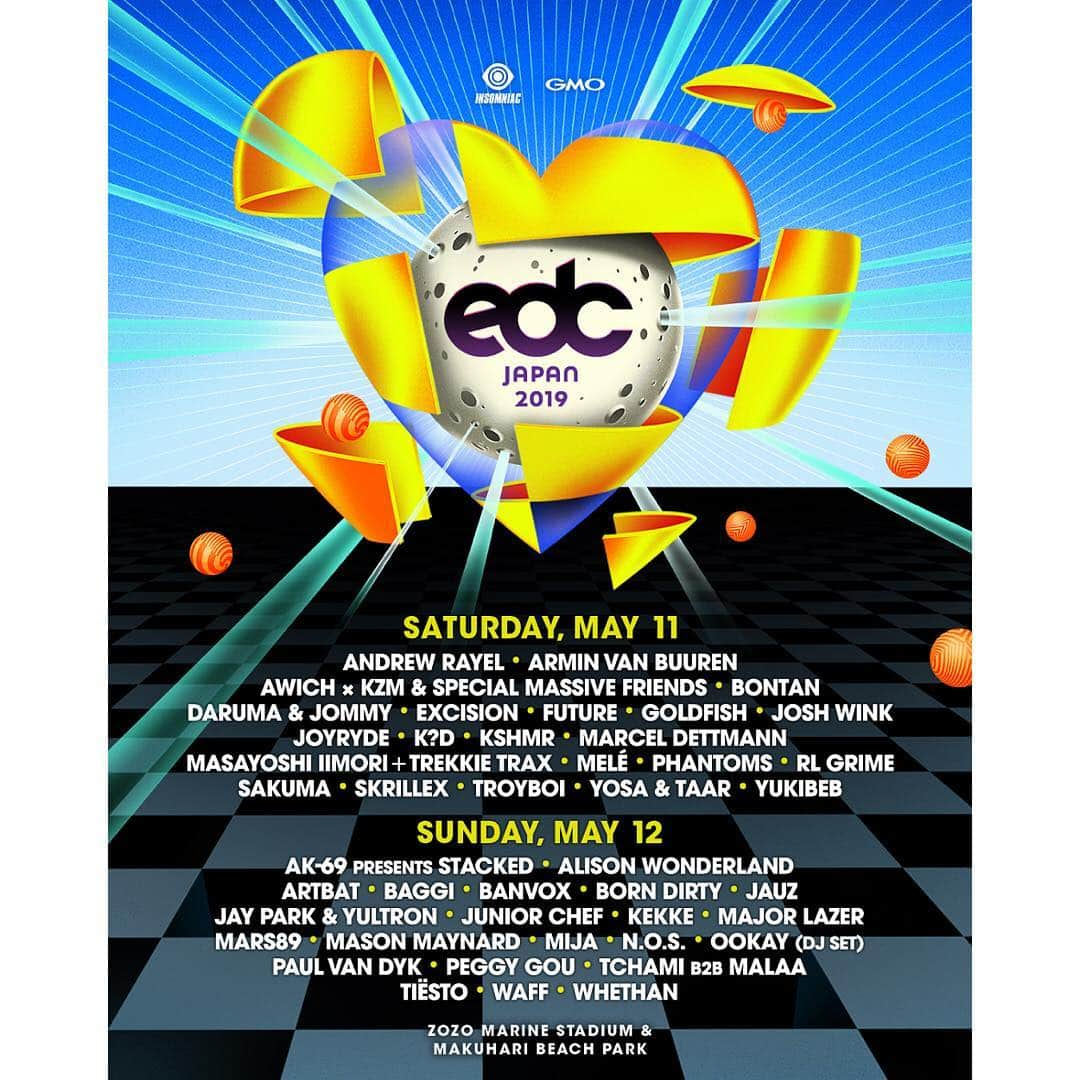 チケットぴあさんのインスタグラム写真 - (チケットぴあInstagram)「【EDC JAPAN 2019】チケット発売中！  5/11(土)・5/12(日)に、ZOZO マリンスタジアム＆幕張海浜公園EDC特設会場 (千葉県)にて開催‼️ . AK-69 DARUMA&JOMMY #Awich #kZm #JuniorChef ほか第2弾出演アーティスト・日割り発表⚡️ . #EDC #EDCJapan @edc_japan @ak69_official @awich098」3月27日 14時46分 - ticketpia