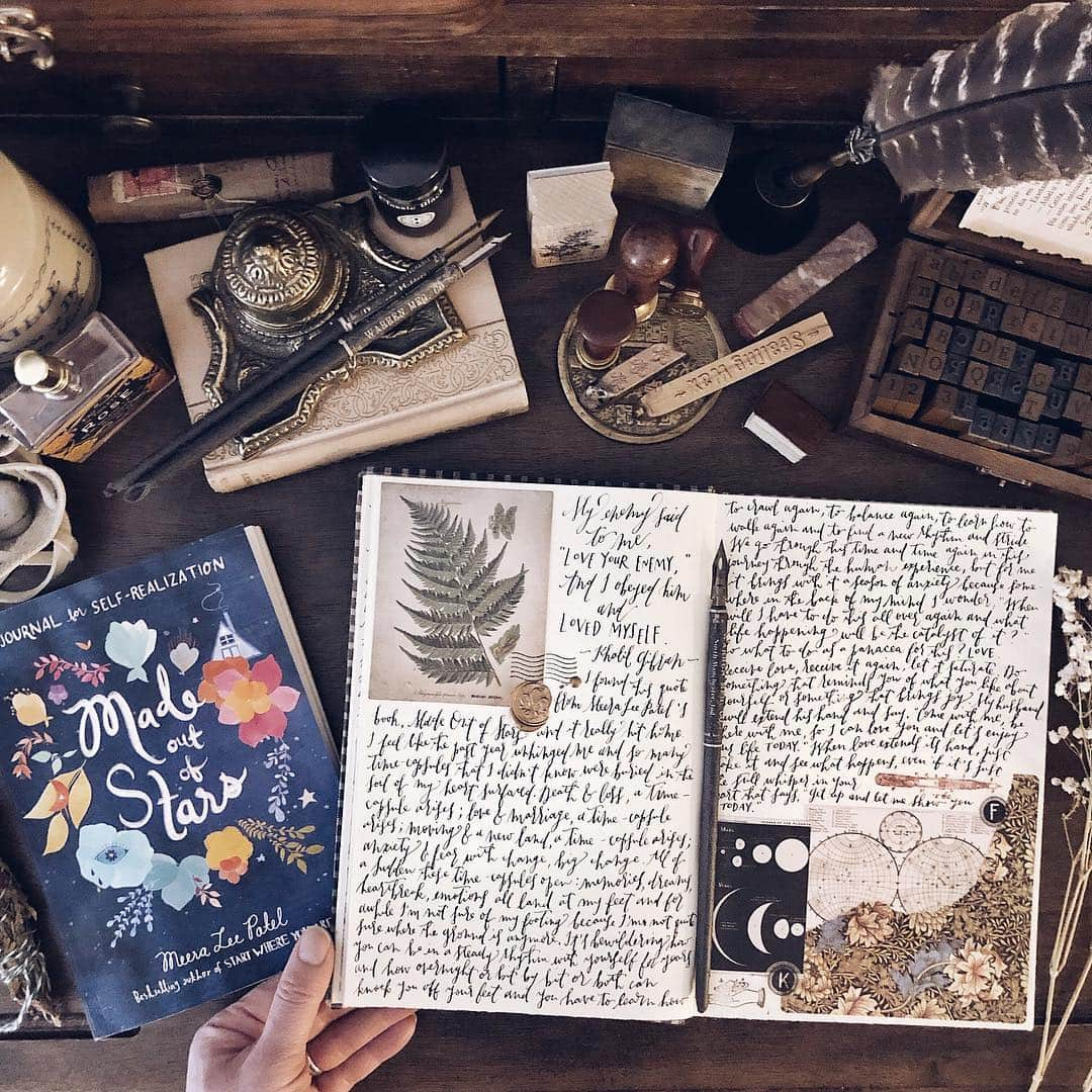 Catharine Mi-Sookさんのインスタグラム写真 - (Catharine Mi-SookInstagram)「A personal journal page peek. It’s bewildering when life shakes the ground and the steady rhythm once enjoyed for years seems to have slipped beneath the cracks. The past year unhinged me in this way. With extremes from one spectrum to the other and a hearty mix in between. I wasn’t use to that. Not for a long enough while at least. Life had been gentle and steady and comfortable. And I had had enough adventures for a lifetime under my belt already, so comfortable didn’t bother me. But death and loss arrived. Unexpectedly. My dad. My Dynamite Awesome Dad. It’ll be a year since he walked on in a few weeks. Thoughts, memories, heartache, gratitude, flux, the missing, the love, the spaces in between. Yeah, there is no segue from this thought to the next. So, moving on, a dream transpired. Literally and metaphorically speaking. Fate, mystery and a miracle. I married my love. We met long ago, there was a dream, we made a promise, we kept that promise. I’ll never forget that one day at the airport. A favorite moment that I’ll never be able to replay enough. Then a trek, a move and a new land. Beautiful, wild, foreign, exciting and also “who am I here?” But the calm of winter, that season so typically shunned, what a welcome relief of stillness needed for my soul. Cleansing, quiet, restful. Now the earth awakens again in spring and new life, growth, wings, and a new rhythm. And sometimes anxiety too: “When will the earth shake again? Please not anytime soon. Or ever.” The answer? I don’t know. But I do know this: my husband will extend his hand to me often, in the start of a day, and say, “Take my hand, let me love you, come let’s enjoy our life today.” I think that’s a glimpse of the Divine honestly. And It does it all the time too, often in our own hearts, perhaps in a whisper that says, “Get up, come with me, let me love you, let’s see what happens, it’ll be okay, let’s enjoy life today.” Let’s. . #journalpage #journaling #onmydesk #creativejournal #dailyjournal #meeraleepatel #pegandawl #dippen #calligrapher #penmanship #flatlaystyle #flatlays #loveforanalogue #stationerylover #handsinframe #franklinchristoph #fountainpenink #scrapbooklayout #thedailywriting」3月27日 16時04分 - catharinemisook