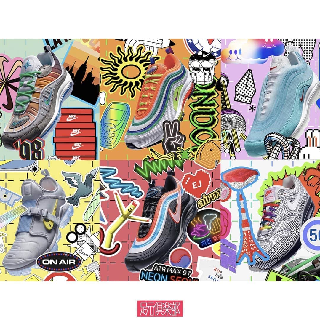 のインスタグラム：「【4/13発売予定】昨年NIKEで繰り広げられたワークショップ「On Air」。ニューヨーク市、ロンドン、パリ、ソウル、上海、東京の6都市からデザインコンペを駆け上がり、一般投票によって選抜された「AIR MAX」計6モデルがリリースされる。『ON-AIR AIR MAX シリーズ』の6モデルは4月13日より、「SNKRS」での発売がアナウンスされている。 . ブランド : NIKE モデル名:  AIR VAPORMAX PLUS PARIS AIR MAX 97 SEOUL AIRMAX 98 NYC AIRMAX 1 TOKYO AIRMAX 97 SHANGHAI AIRMAX 97 LONDON . ▼今すぐフォローして最新情報をチェックしよう！ 【NIKE 公式アカウント】 ⇒#@nike . 詳細はプロフィールのリンクからどうぞ →@ashimoto.club . #nike #airmax97 #nikeonair #airmax1 #vaoirmaxplus  #ナイキ #エアマックス #足元倶楽部#足元クラブ #足元くら部 #足元 #あしもと倶楽部 #スニーカー#スニーカーコーデ #スニーカー同好会#キックス #靴 #コーディネート#スナップ #ファッションスナップ #ストリートスナップ#お気に入りの一足 #今日の逸足 #逸足 #운동화 #kicks #newkicks」