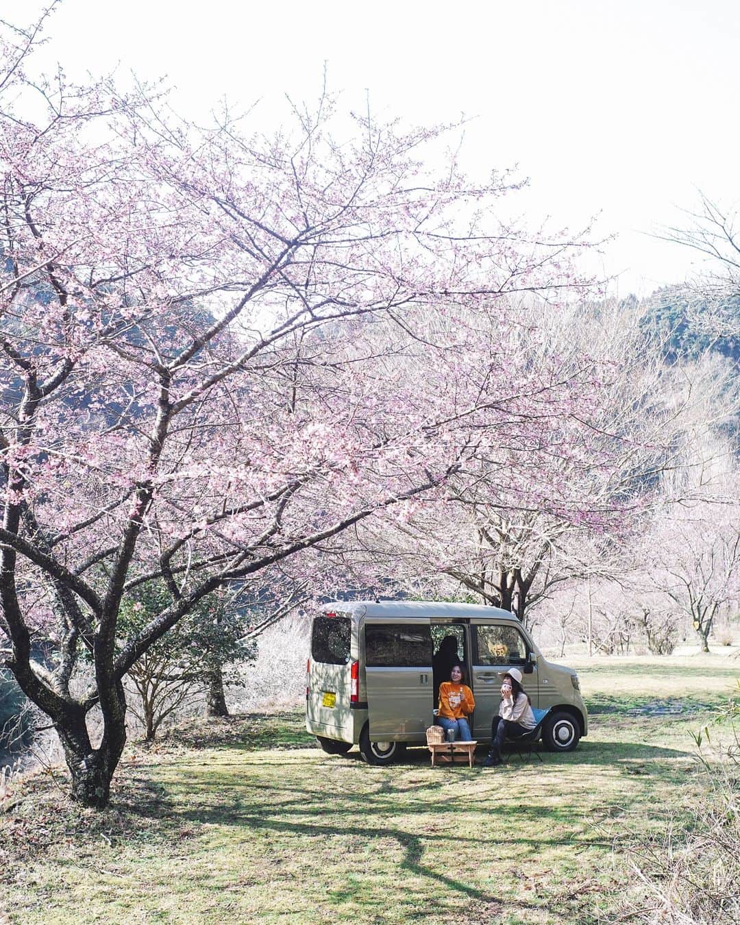 Naokoのインスタグラム：「VANLIFE..🌸* * @yuriexx67 さんがナビゲーターをつとめるHONDAのWEBコンテンツ”VANLIFE クルマと旅するそれぞれの休日” にゲストフォトグラファーとして出演しました。 こちら、メインフォトグラファーとしてアサインしていたのですが今回は私も一緒に楽しんできました！ ユリエちゃんのナビゲートで素敵な休日シーンのページになっていて撮影するカメラマンとしても嬉しい！ ちょっとした撮影ポイントも載せています。  N-VANに乗って春の君津・館山へ。 大容量VANだからカメラやレンズもたっぷり積めて写真旅にもぴったりで！ お花見したり大好きなお馬さんを撮ったり触れ合ったり本当に幸せVAN旅でした。  こちらストーリーにURL載せていますので見ていただけると嬉しいです！ HONDAのホームページからも見られます。  #お花見#桜#河津桜#千葉#フルーツ村オートキャンプ場#休日 #外遊び #VANLIFE #バンライフ#HondaVanlife #ホンダバンライフ #Honda #ホンダ #NVAN」