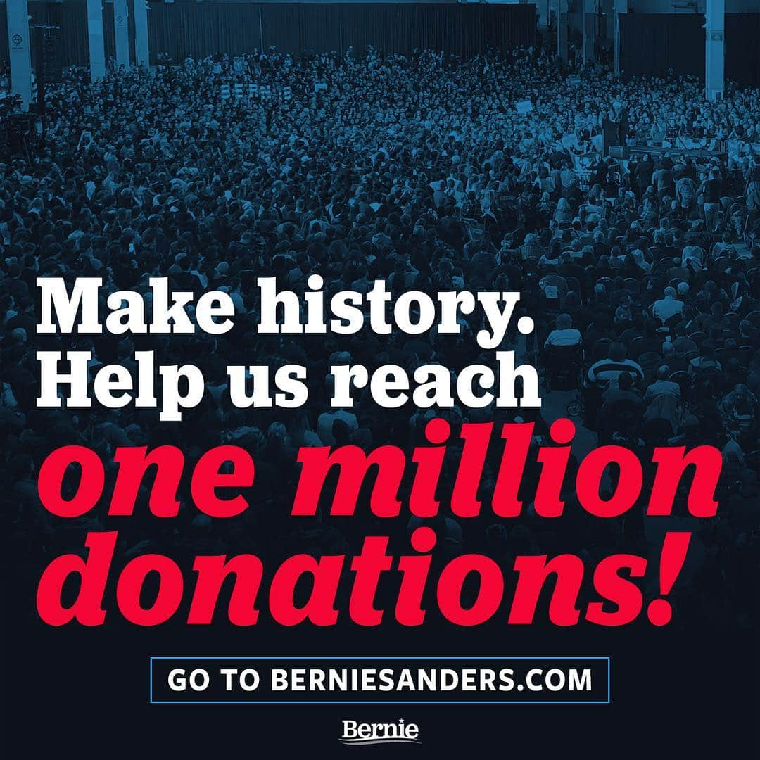 バーニー・サンダースさんのインスタグラム写真 - (バーニー・サンダースInstagram)「We are trying to make presidential election history and say that our supporters have made 1 million contributions by our deadline this Sunday. It's a stretch to reach that goal this early. It would be unprecedented. Yet I believe that it's possible to get there if we all come together. And it would leave no doubt that ours is the largest, strongest grassroots campaign capable of beating Trump.  Are you in to help us try? Go to the link in my bio to chip in and help us reach our goal.」3月28日 8時34分 - berniesanders