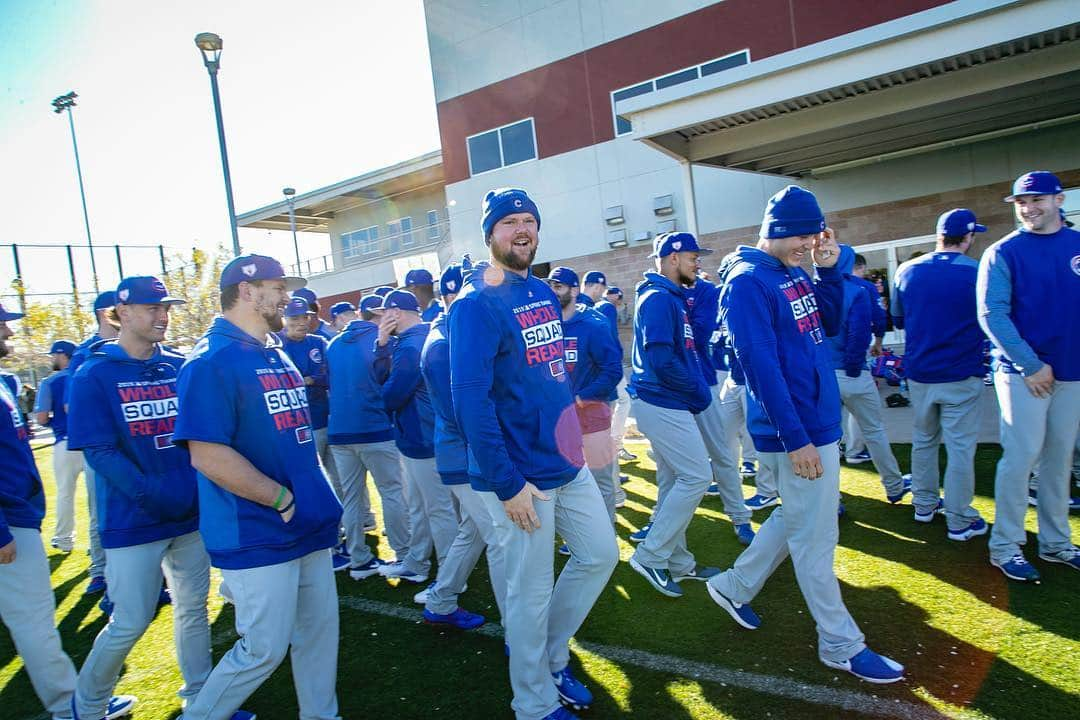 シカゴ・カブスさんのインスタグラム写真 - (シカゴ・カブスInstagram)「#CubsCollection: Go behind the scenes and see the #Cubs through the lens of our team photographer, @sgreenphoto. Teammates. After an offseason apart, #Cubs players and coaches gathered in Mesa, AZ for #SpringTraining. Back together as a team, they prepared for a new year and a new season. Supporting each other, working together, laughing, learning and perfecting their craft. This team is ready. “It’s time to go play with urgency and win. October really starts in March.” -Theo Epstein #EverybodyIn Find more photos on Facebook.com/Cubs」3月28日 8時35分 - cubs