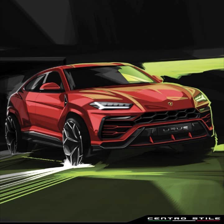ランボルギーニのインスタグラム：「The lines of Lamborghini Urus tell a story of emotions and performance. A story created by our Centro Stile Lamborghini.  #Lamborghini #Urus #CentroStileLamborghini #Sketch #SinceWeMadeItPossible」