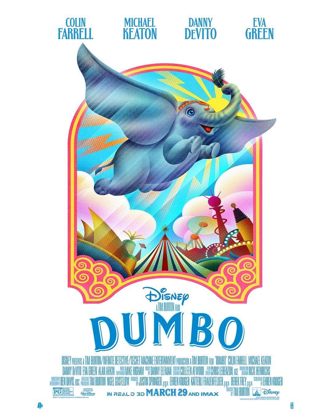 Walt Disney Studiosさんのインスタグラム写真 - (Walt Disney StudiosInstagram)「Let’s get ready for #Dumbo with new Poster Posse art by @hopkodesigns, @turksworks, @kazoomori, @samgilbey. See the film in theaters tomorrow!」3月28日 4時18分 - disneystudios