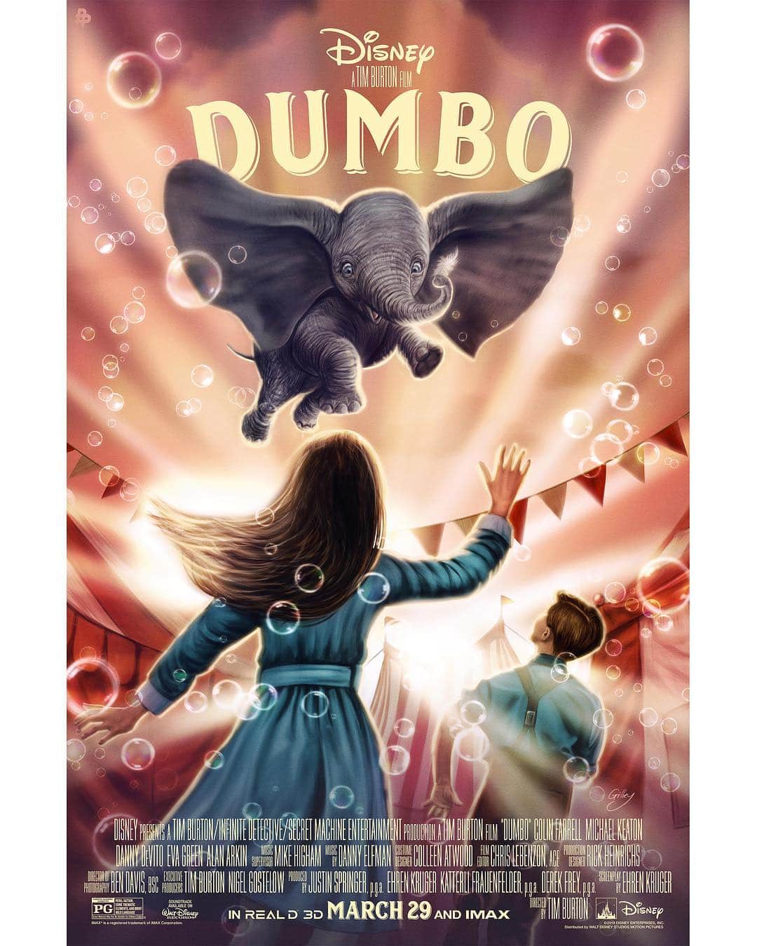 Walt Disney Studiosさんのインスタグラム写真 - (Walt Disney StudiosInstagram)「Let’s get ready for #Dumbo with new Poster Posse art by @hopkodesigns, @turksworks, @kazoomori, @samgilbey. See the film in theaters tomorrow!」3月28日 4時18分 - disneystudios